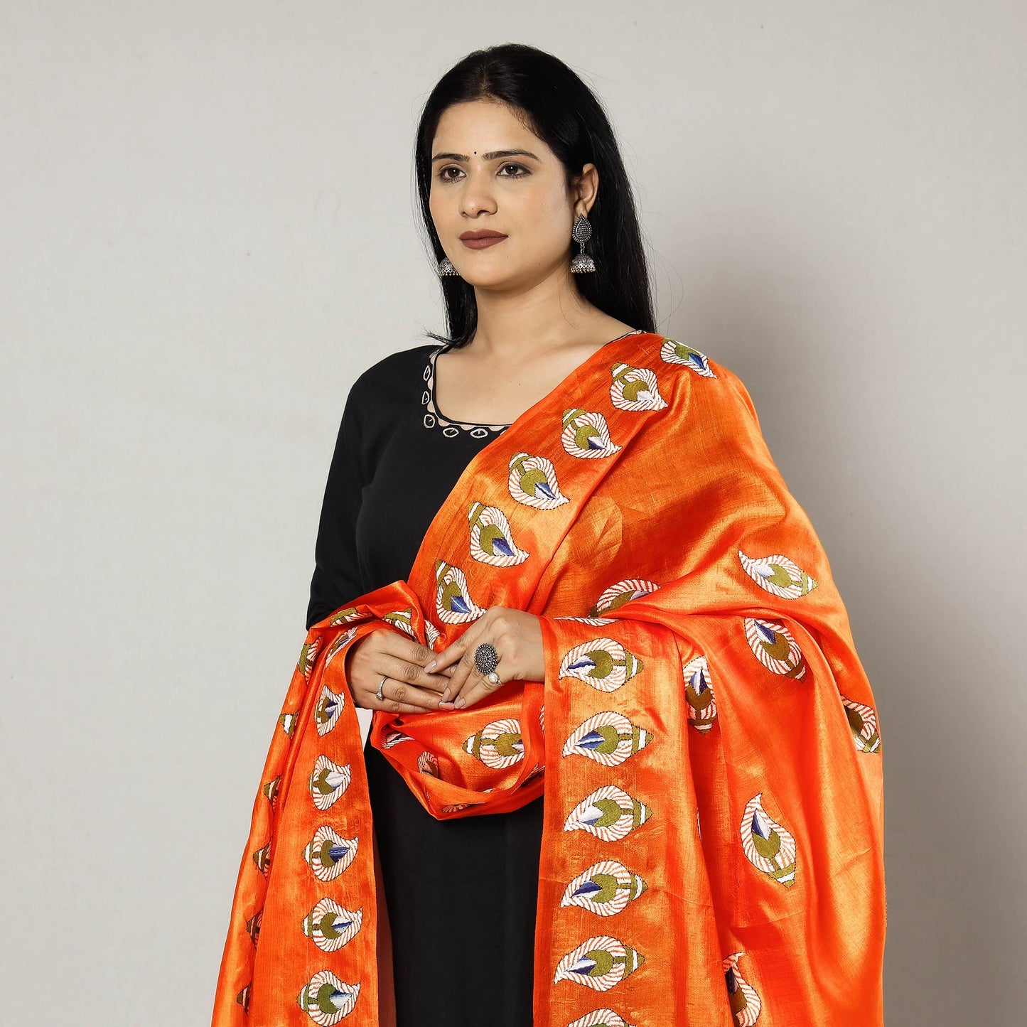 Kantha Embroidery Silk Dupatta