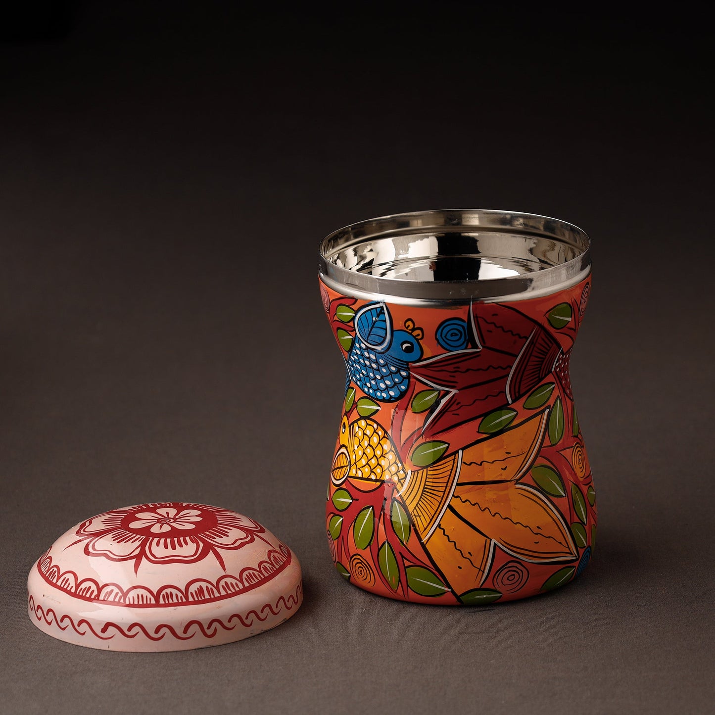 Bengal Patua Handpainted Stainless Steel Multi Utility Canister