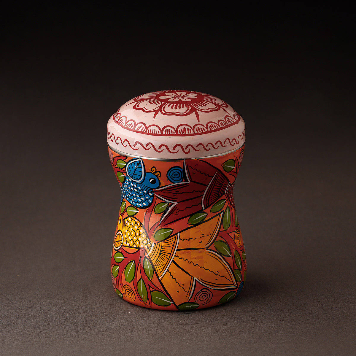 Bengal Patua Handpainted Stainless Steel Multi Utility Canister