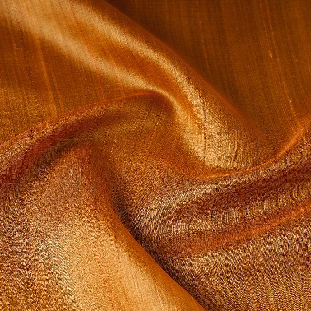 Orange Bhagalpuri Handwoven Pure Desi Tussar Silk Fabric