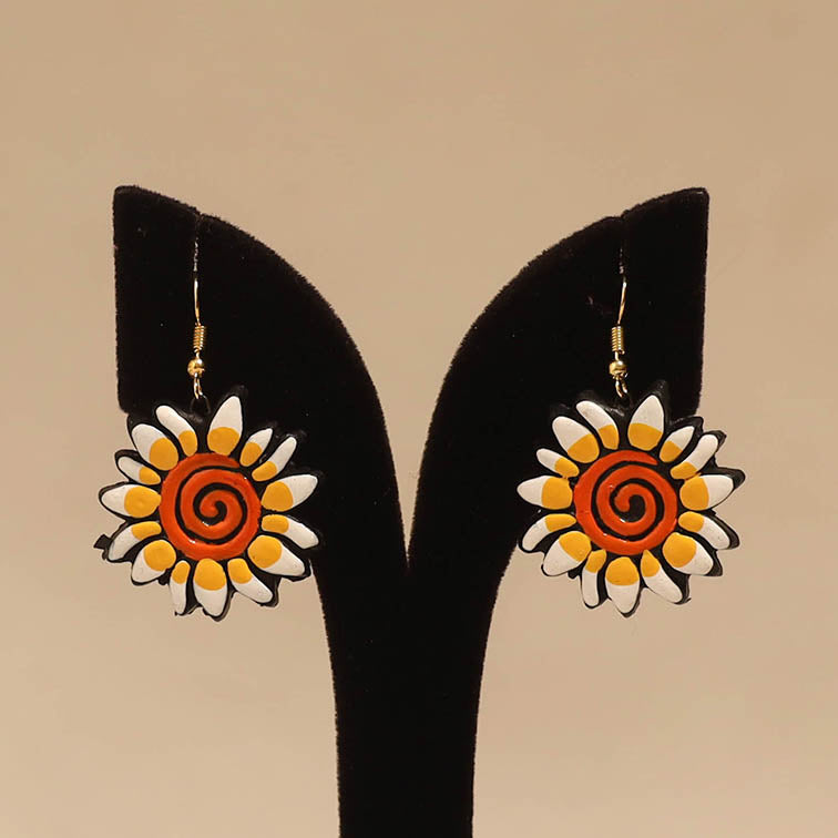 Bishnupur handpainted flower shape terracotta earrings 148