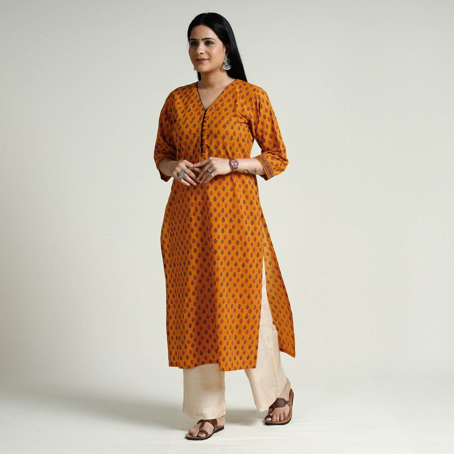 Block Print Cotton Straight Bagh Kurta For Women