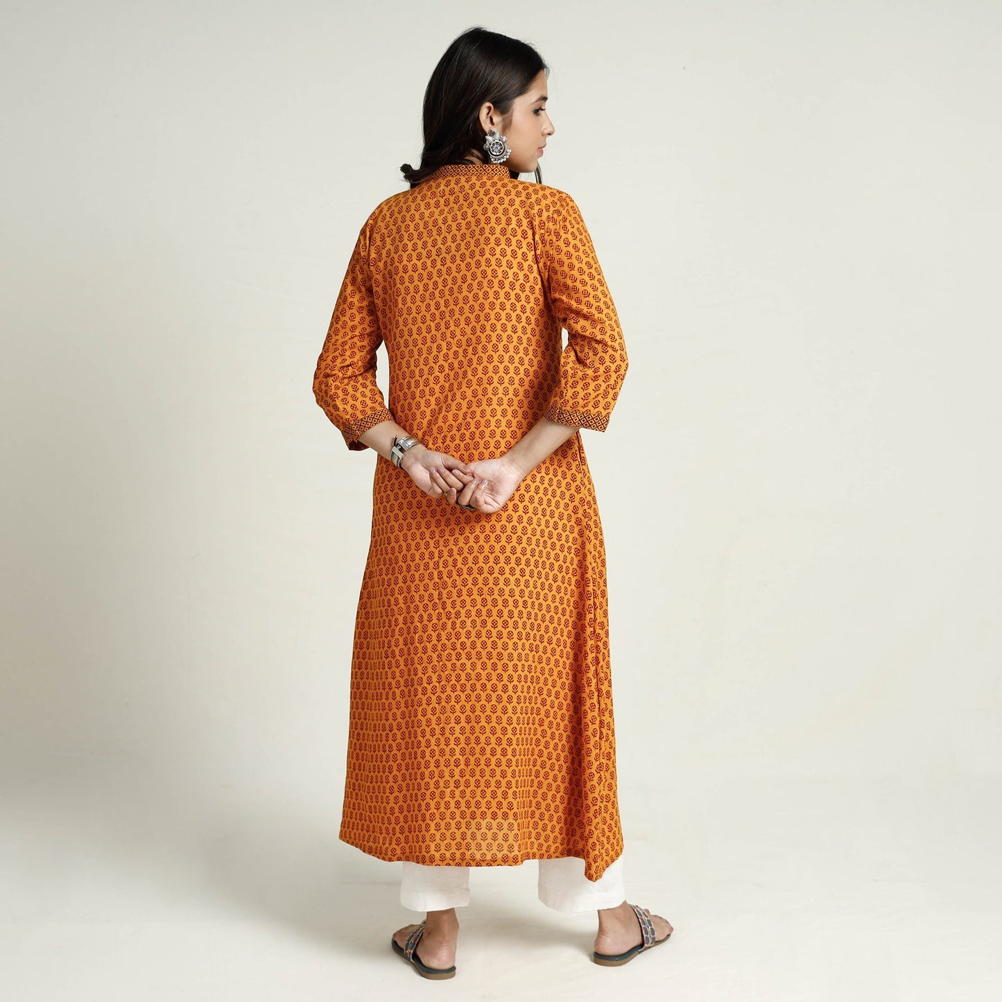 Buy Block Print Mul Cotton Straight Bagh Kurta For Women