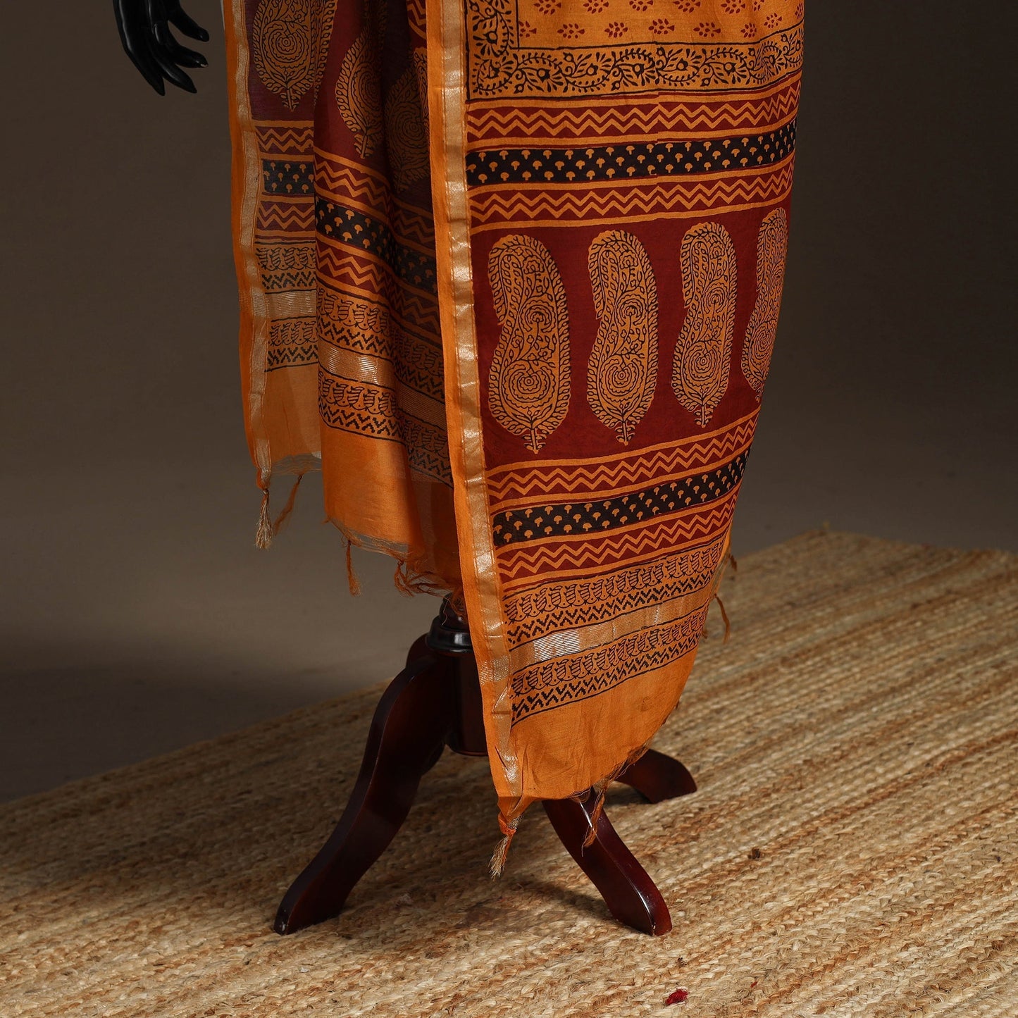 Chanderi silk bagh natural dyed dupatta with zari border 40