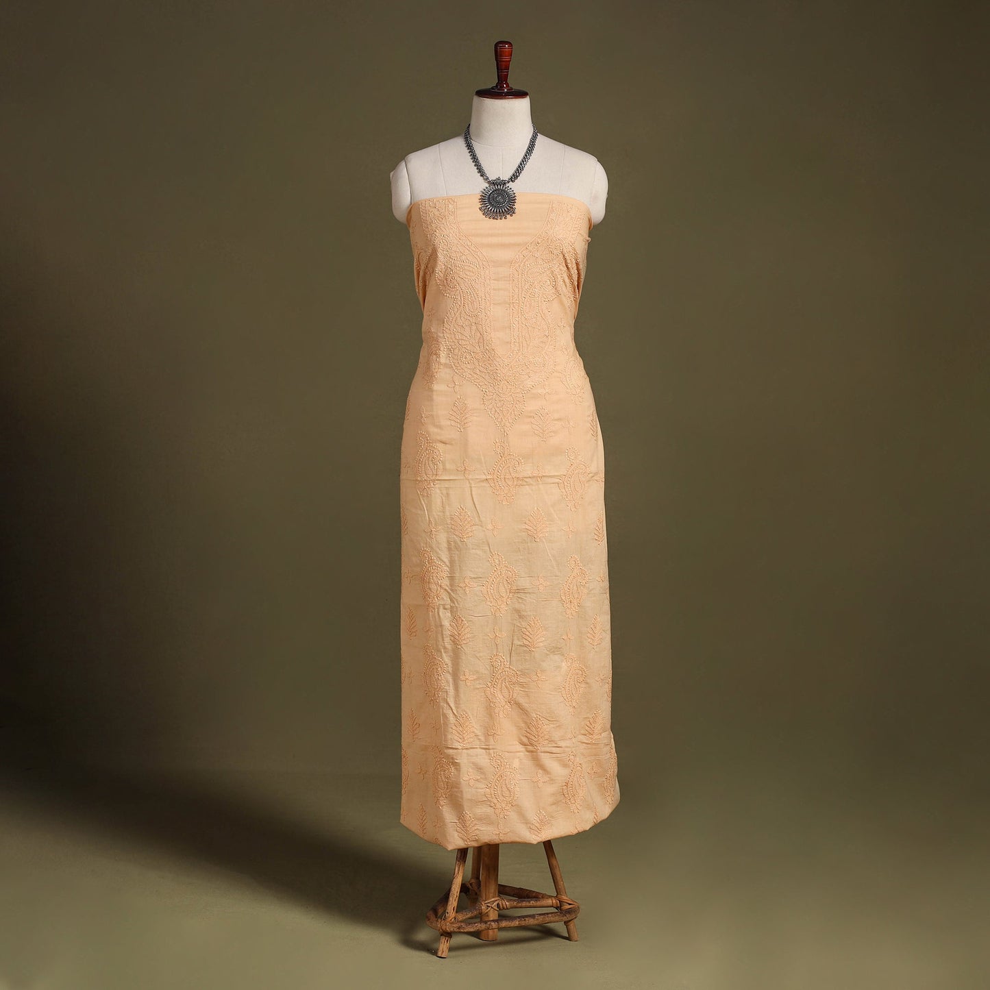 Chikankari Hand Embroidery Mul Cotton Kurta Material