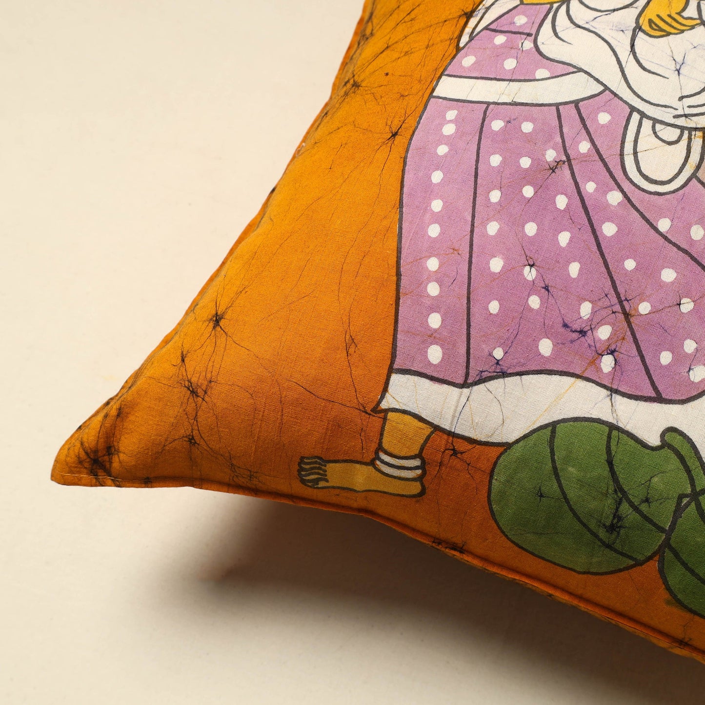 Orange Cotton Hand Batik Cushion Cover
