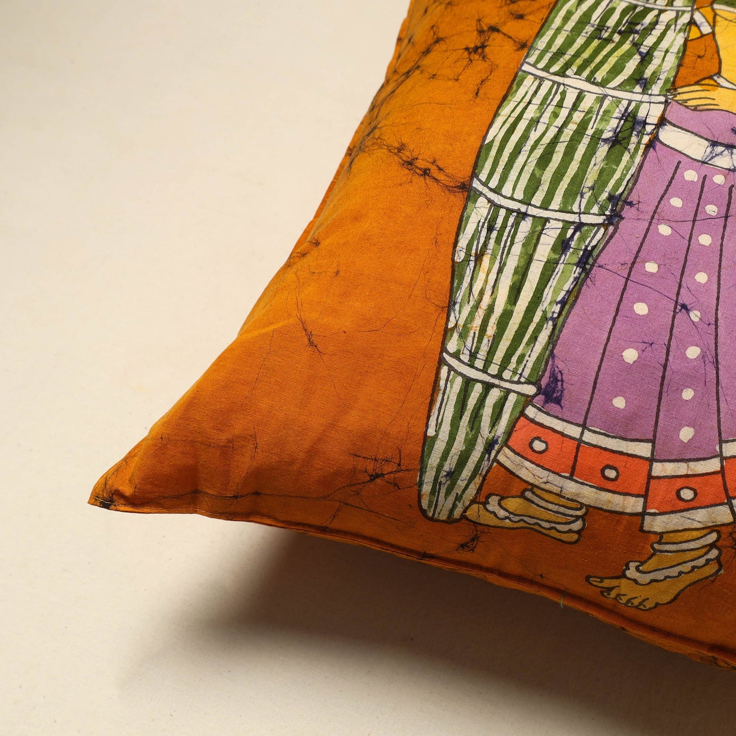Orange Cotton Hand Batik Cushion Cover