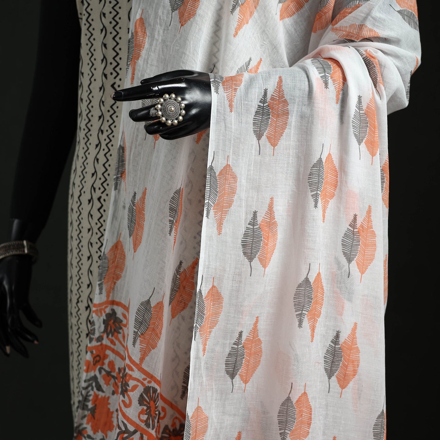 Cotton jaipur printed dupatta 05 - handcrafted