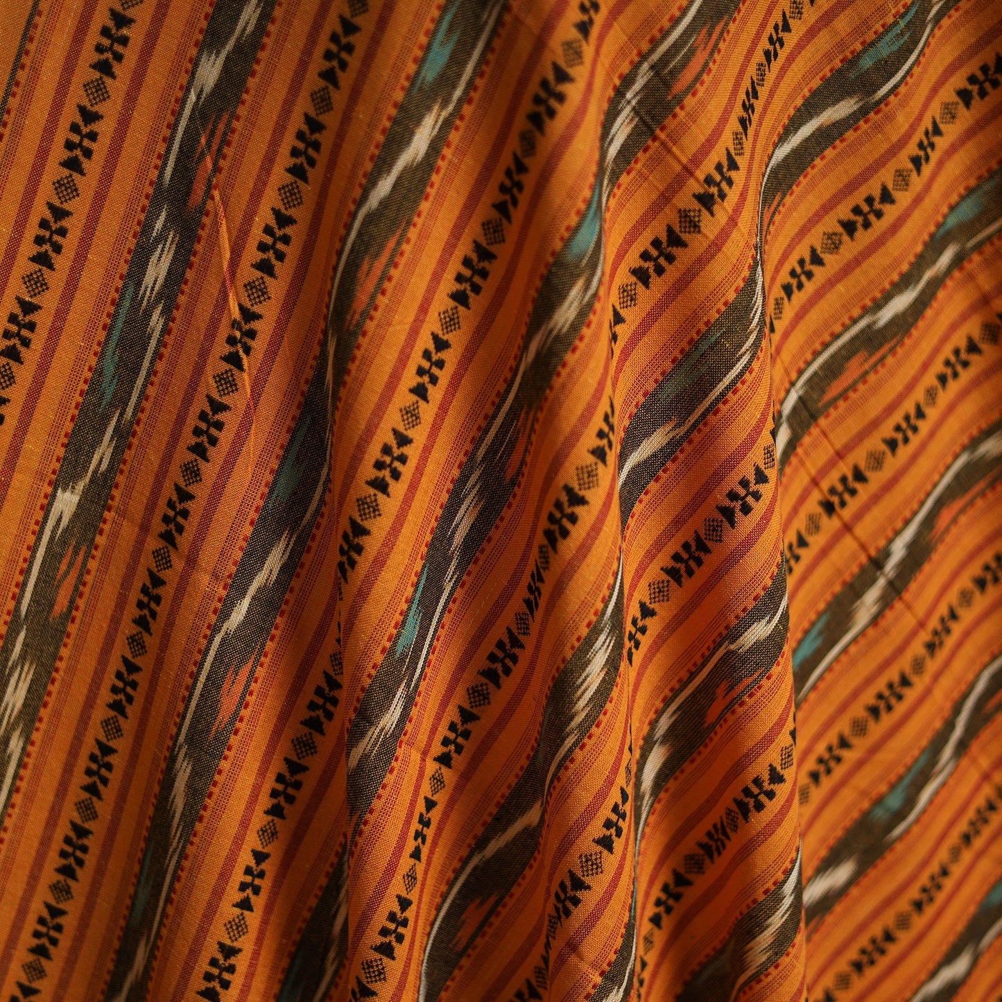 Cotton pochampally dabi ikat fabric 22 - handcrafted
