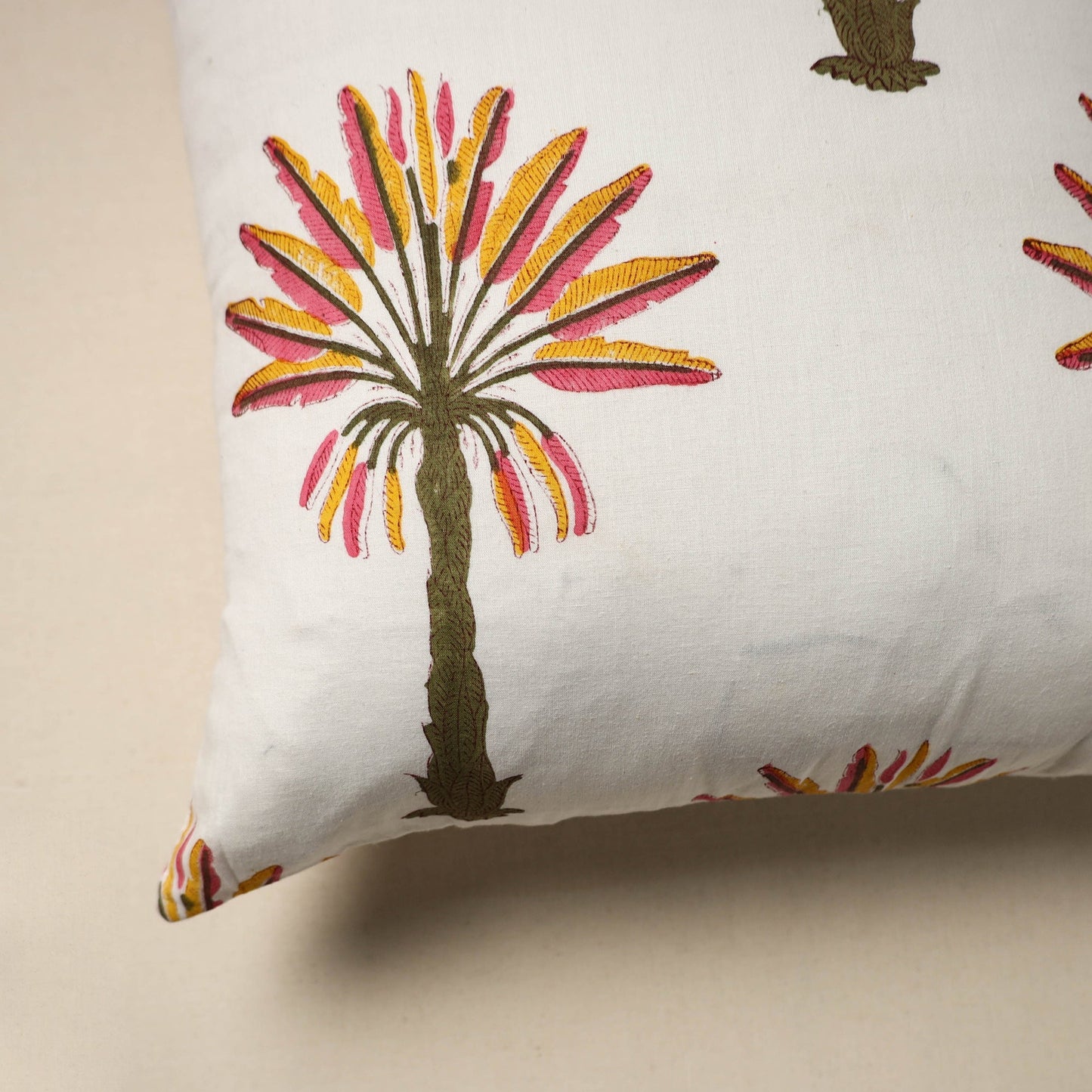 Cotton sanganeri cushion cover (16 x 16 in) 61 - handcrafted