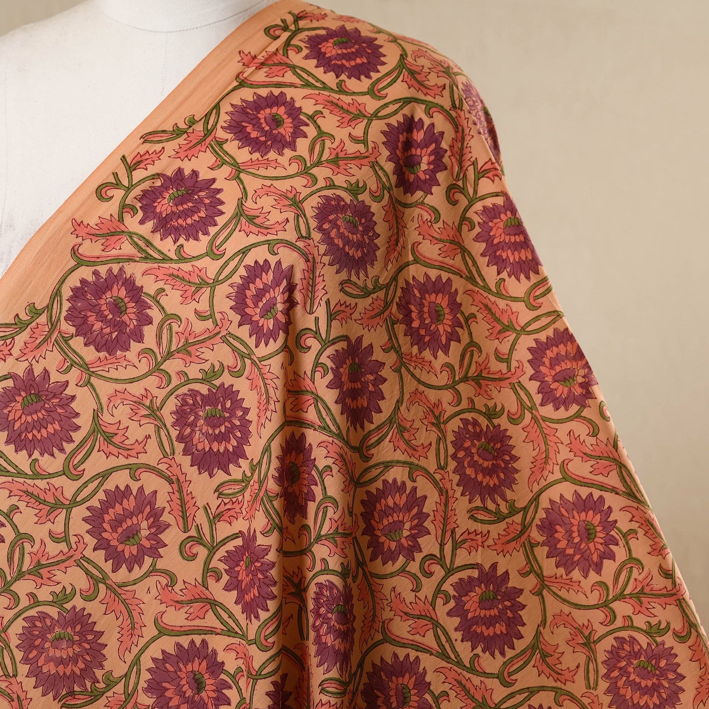 Orange - cotton sanganeri fabric 15 - handcrafted