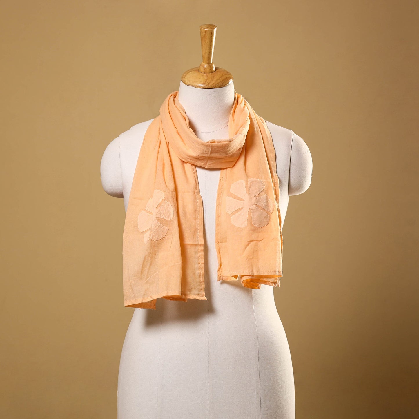 Cut Work Cotton Orange Barmer Applique Stole