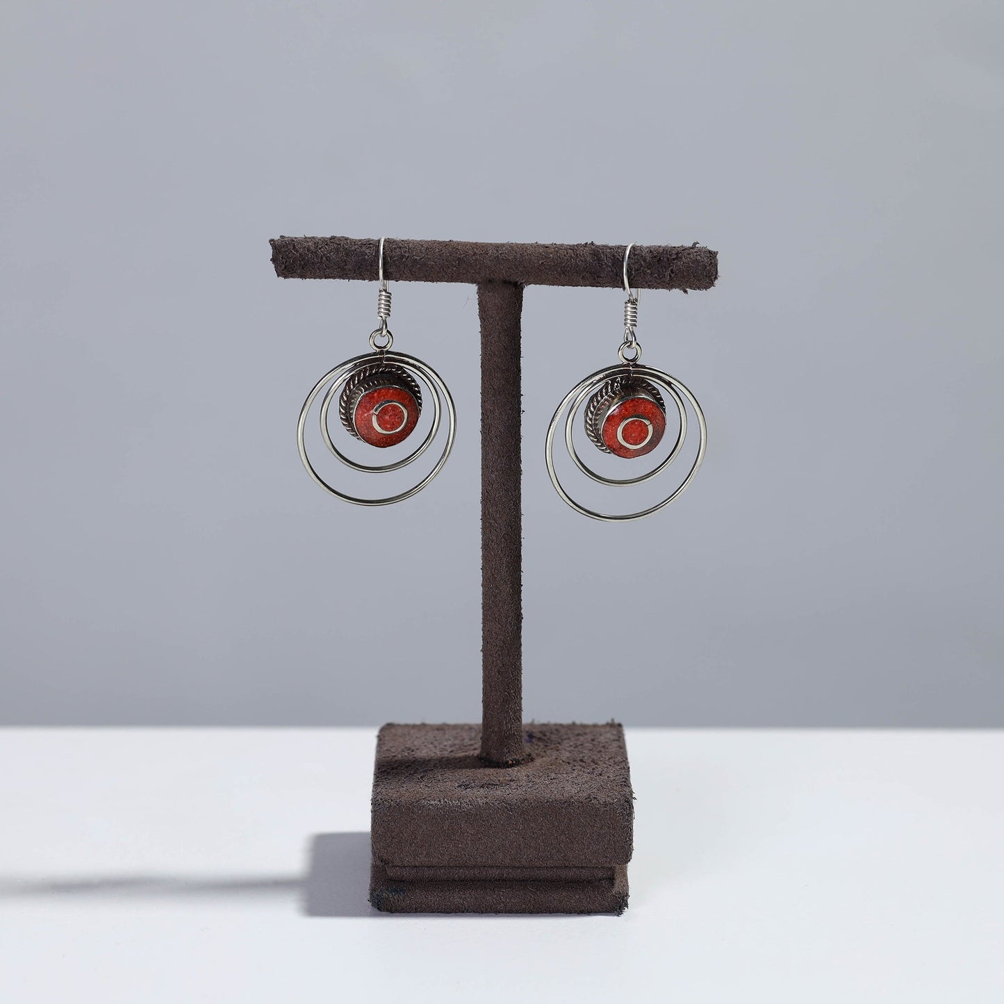 Ethnic Tibetan Earrings with Semi-Precious Stones
