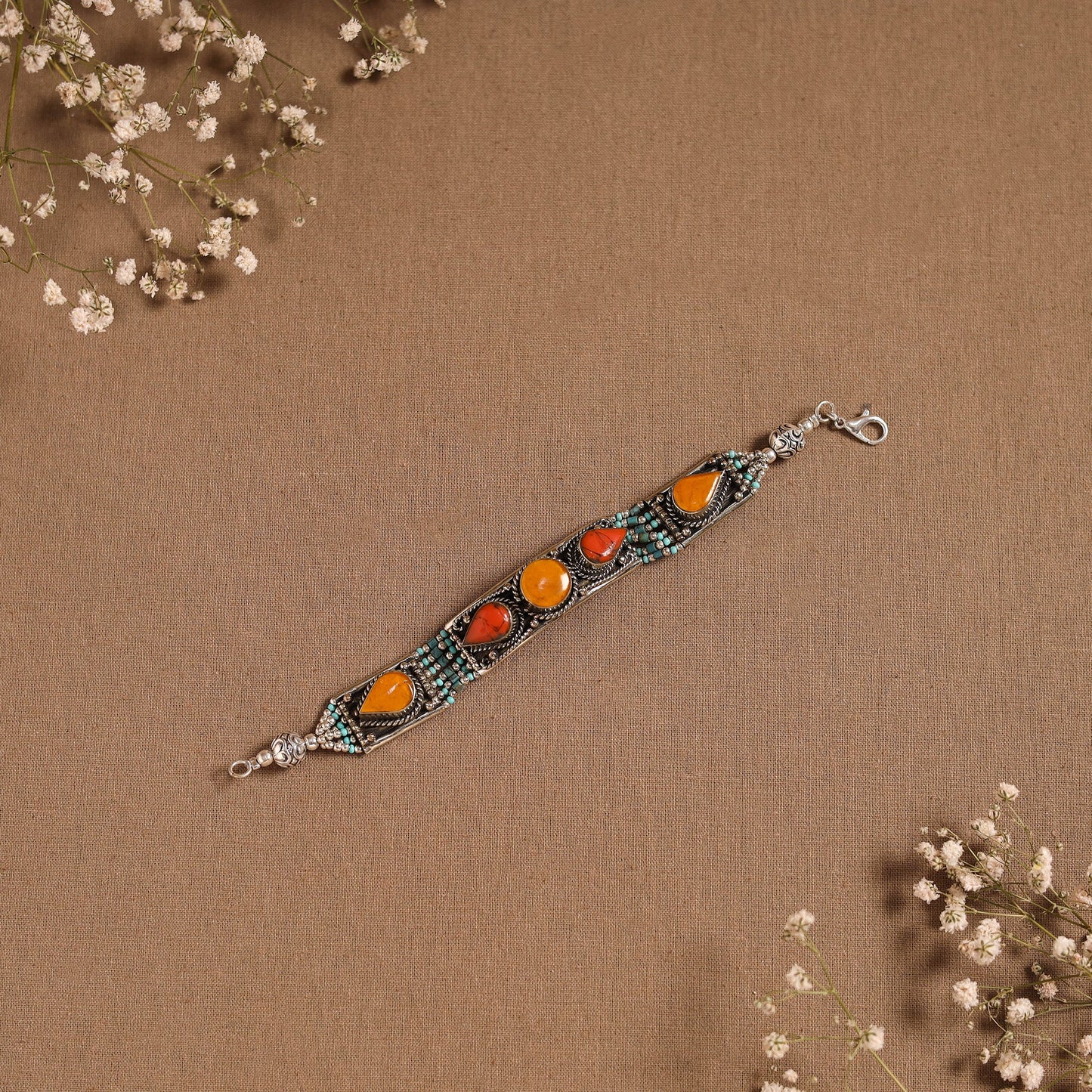 Orange - ethnic tribal tibetan metal bracelet from himalaya