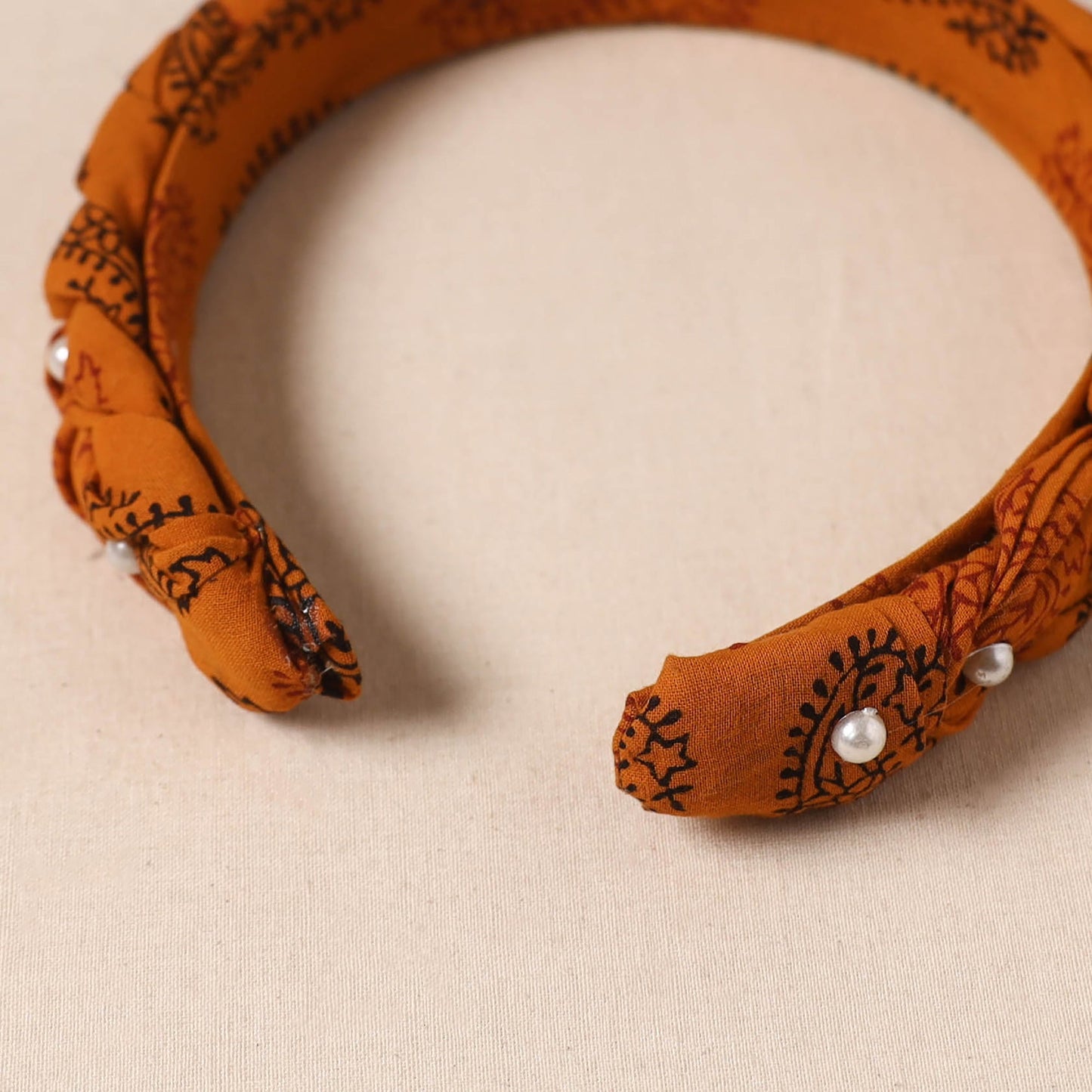 Fabart braided hair band with bead work 36 - handcrafted