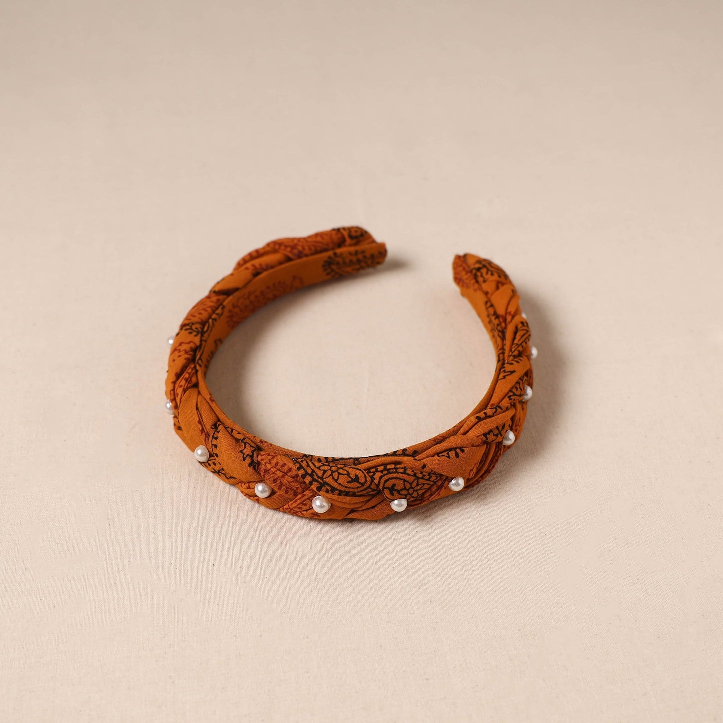 Fabart braided hair band with bead work 36 - handcrafted