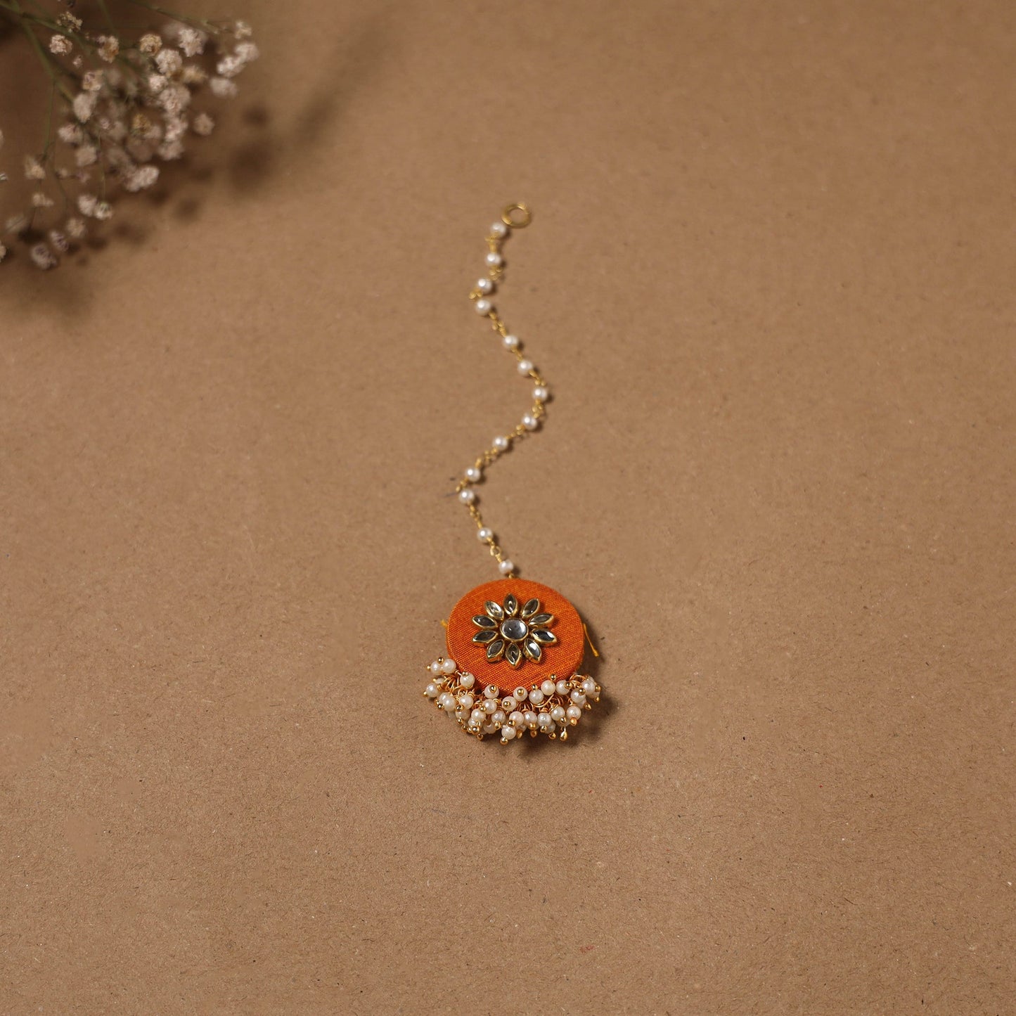 Fabart kundan earrings & maang tikka set 01 - handcrafted