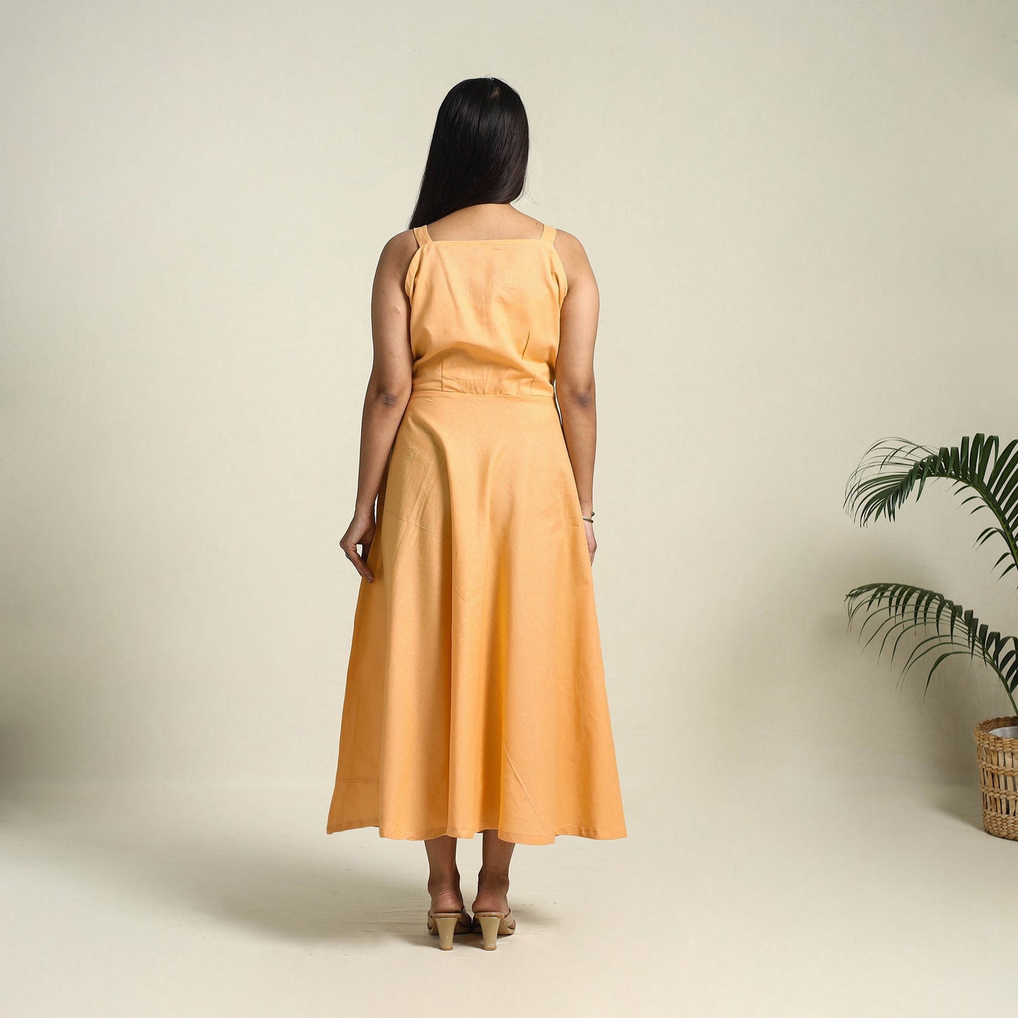 Orange Flex Cotton Plain Dress
