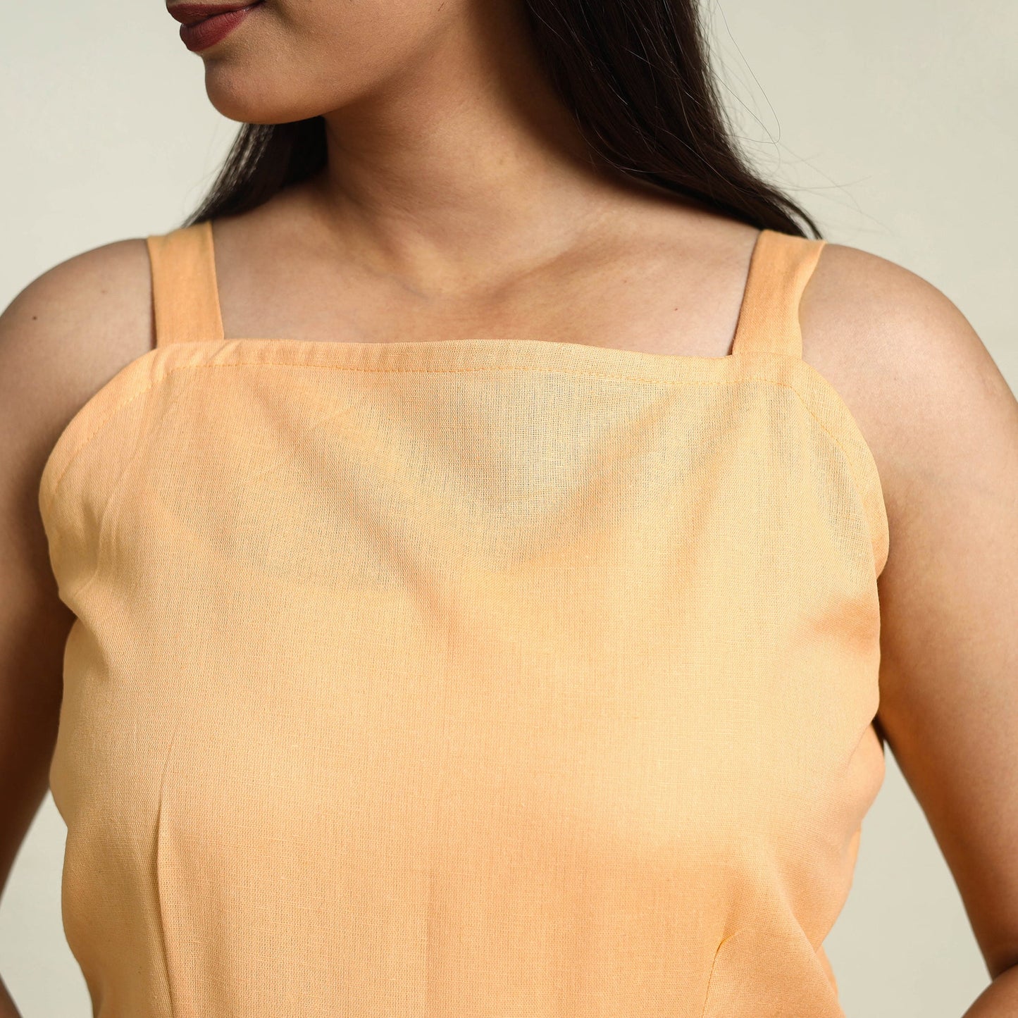 Orange Flex Cotton Plain Dress