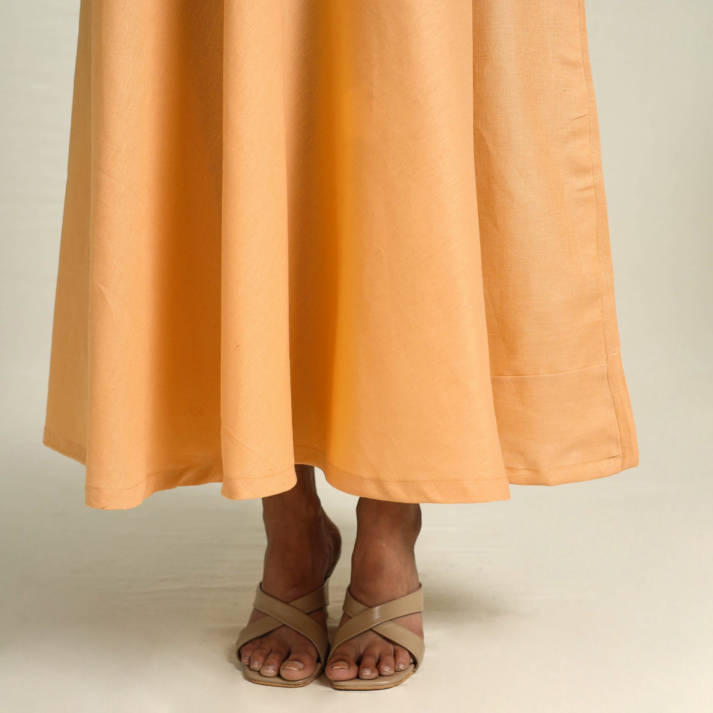 Orange Flex Cotton Plain Dress