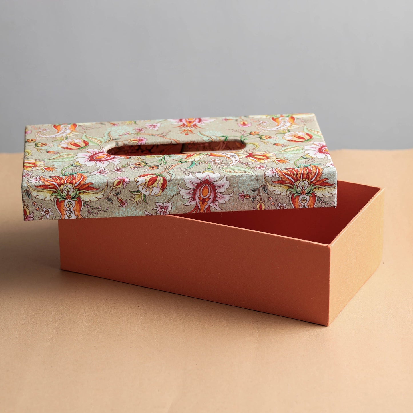 Orange Floral Printed Handcrafted Tissue Box