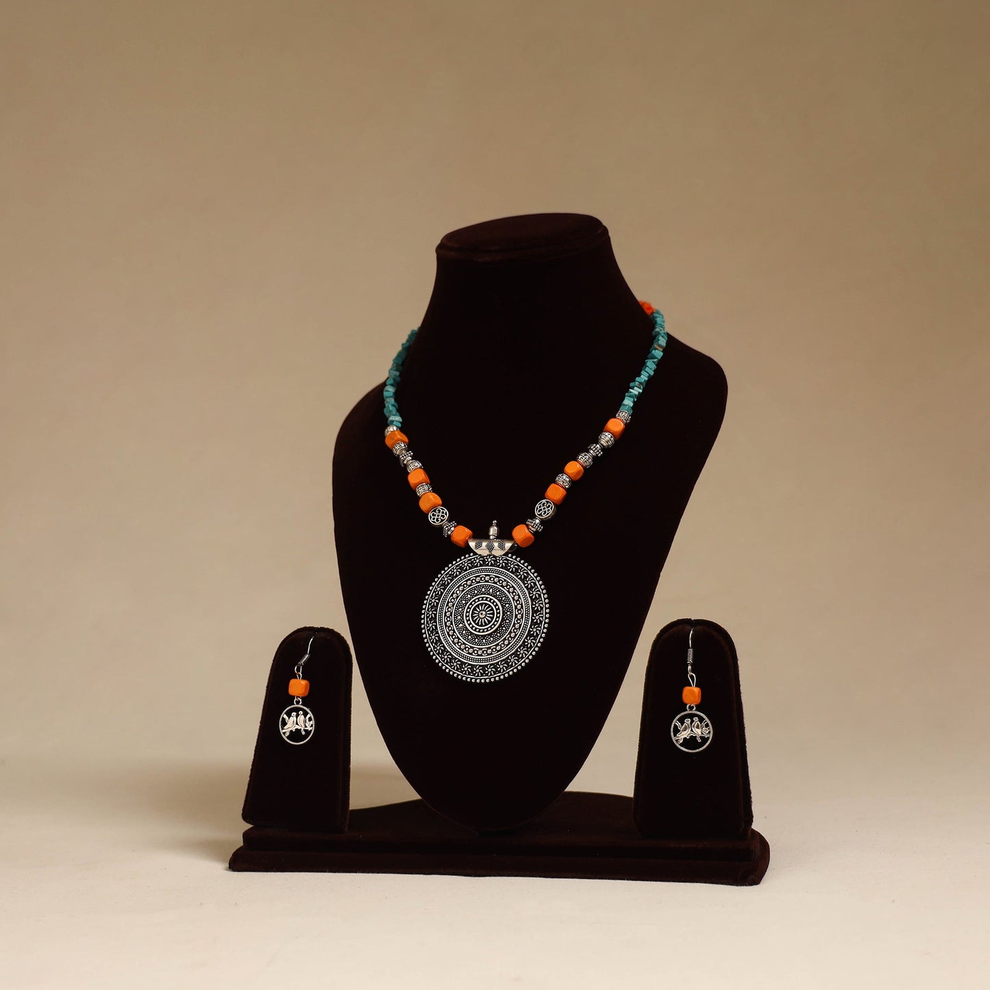 German silver beaded necklace set 01 - handcrafted