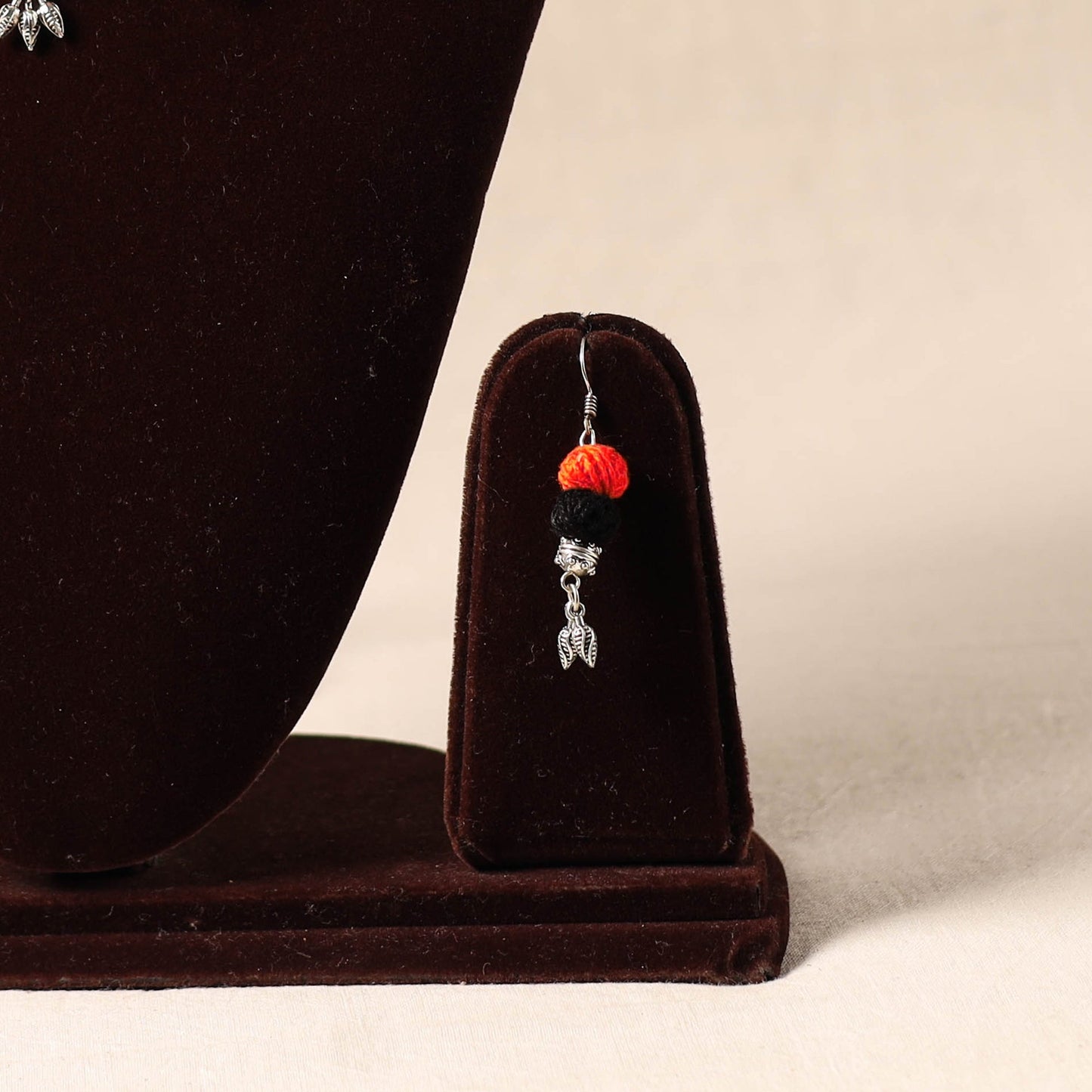 Orange German Silver Thread Beads Necklace Set