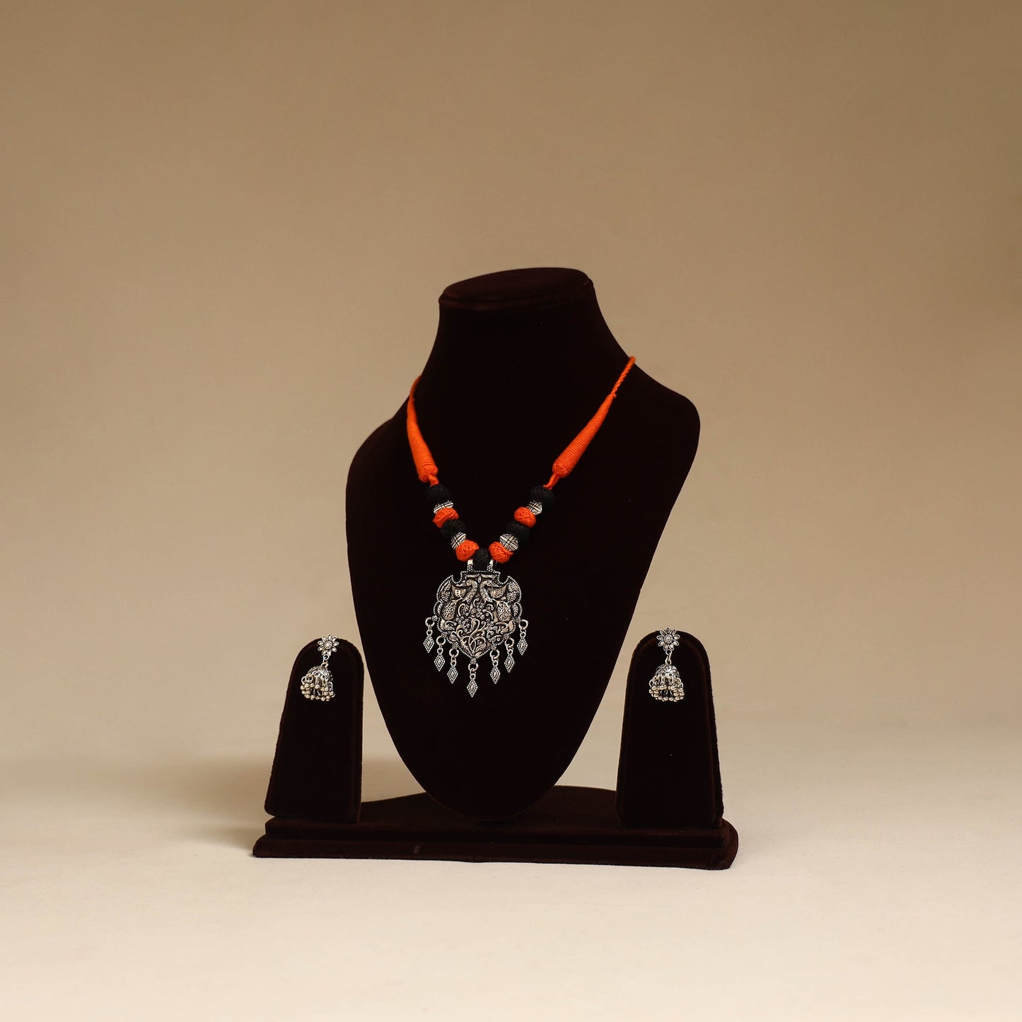 German silver thread beads necklace set 10 - handcrafted