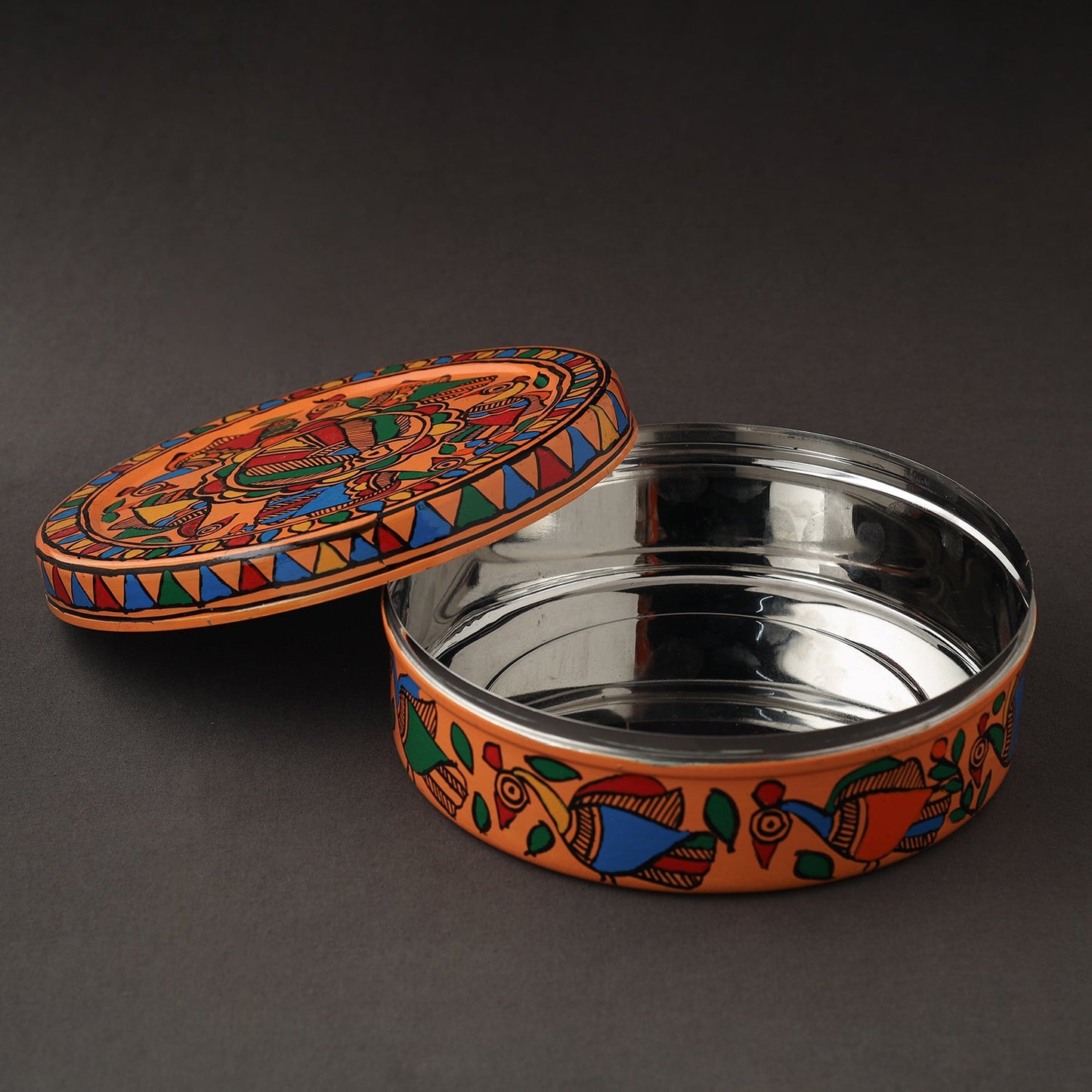Godna Madhubani Handpainted Stainless Steel Casserole