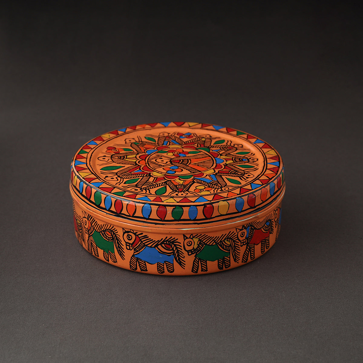 Godna Madhubani Handpainted Stainless Steel Casserole