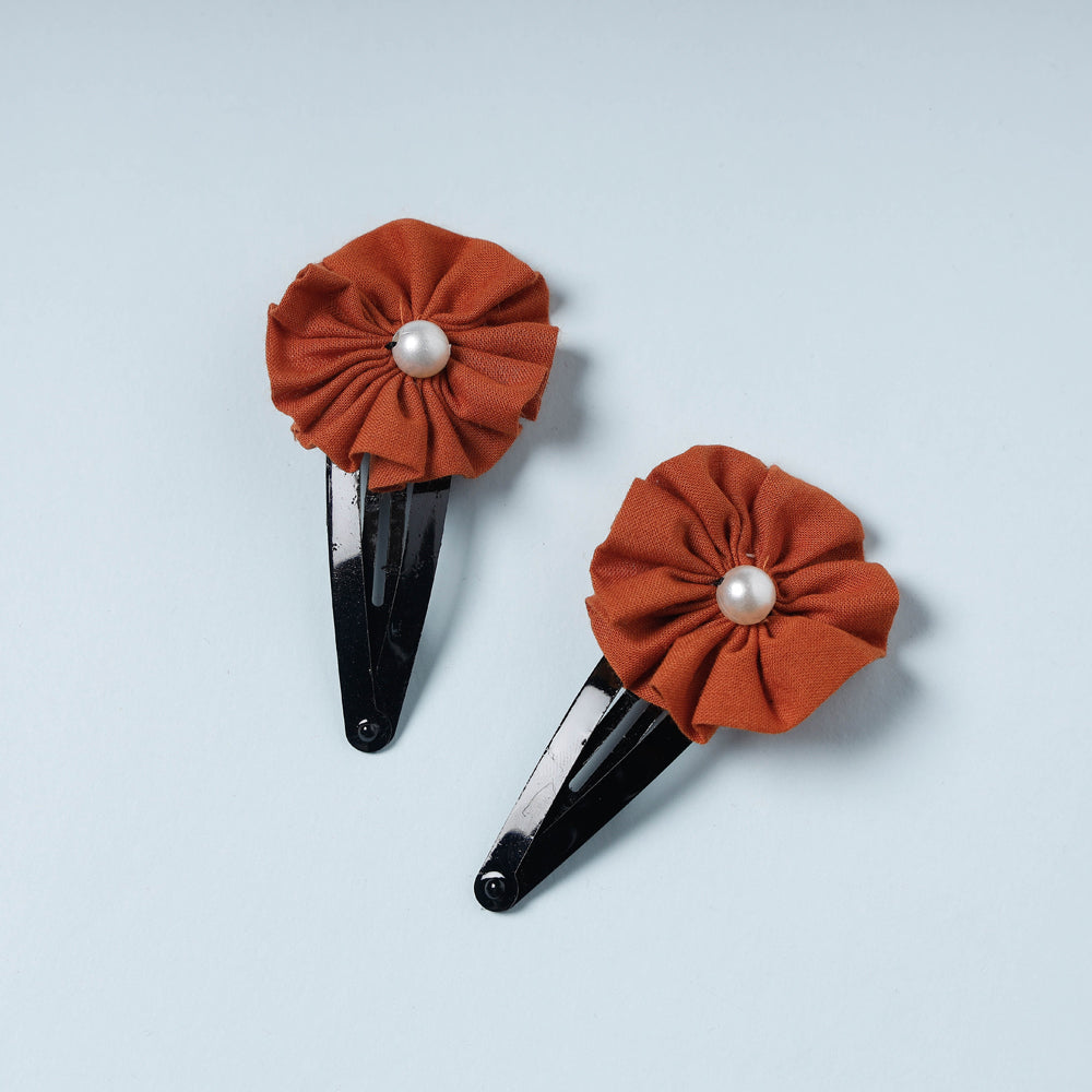 Gulmohar Flower Handmade Tik-Tok Hair Clip (Set of 2) Online l iTokri.com