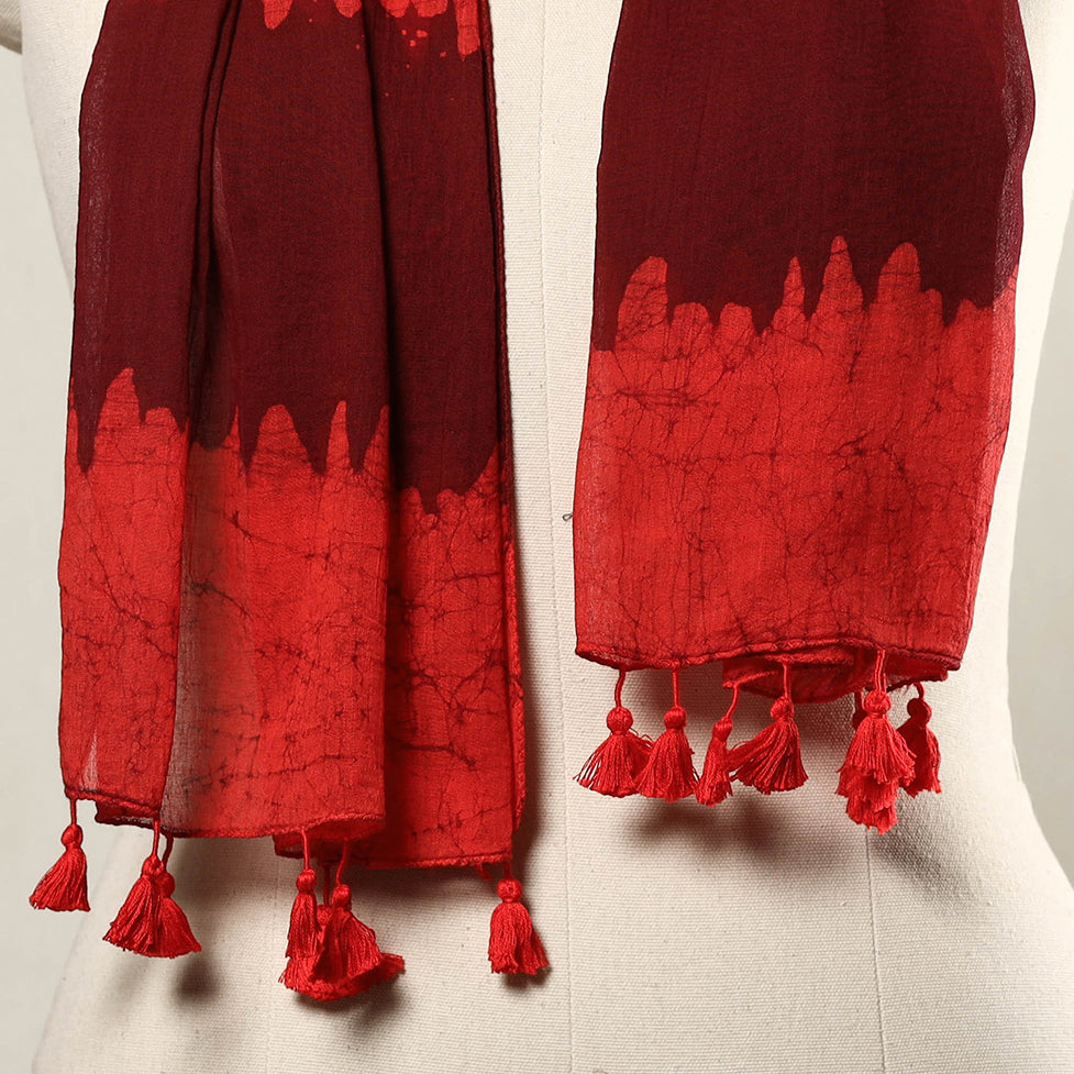Hand Batik Printed Mul Cotton Stole with Tassels 05 Online at iTokri.com