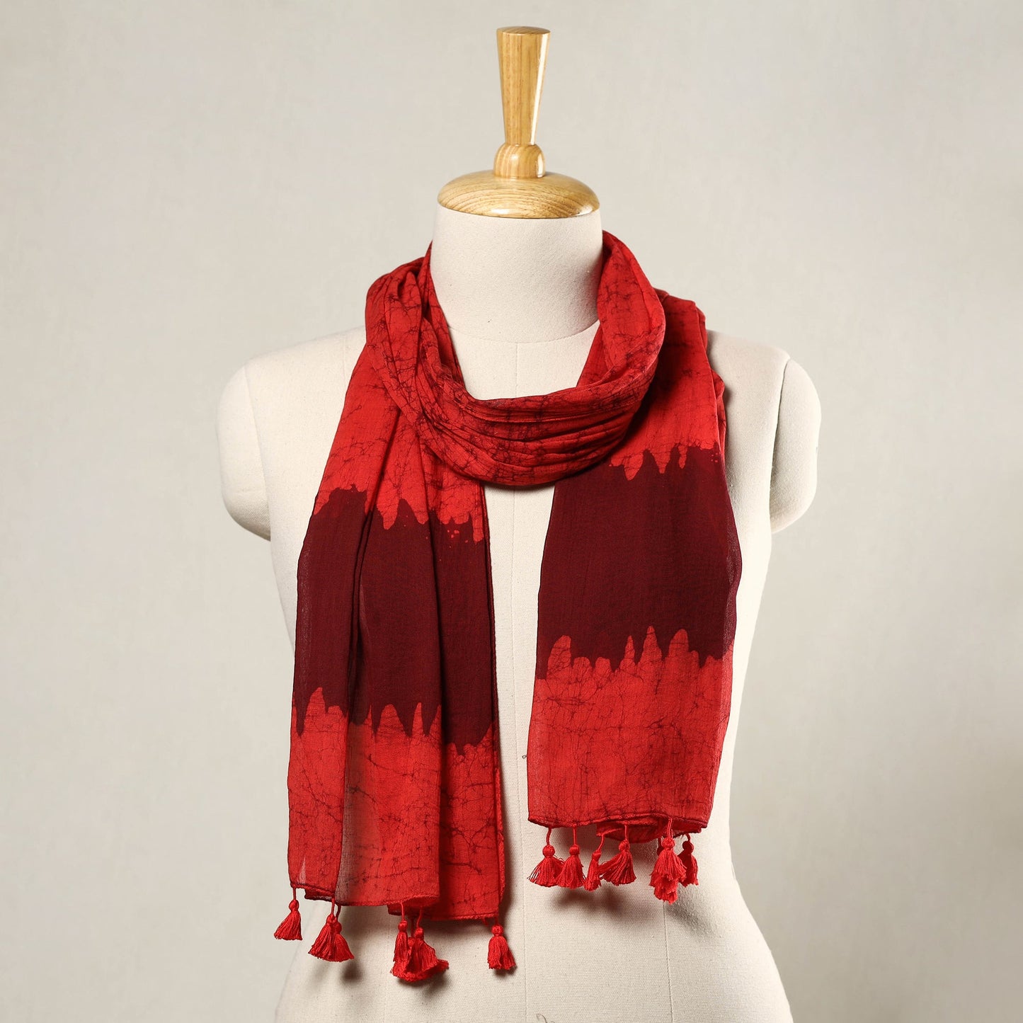 Hand Batik Printed Mul Cotton Stole with Tassels 05 Online at iTokri.com