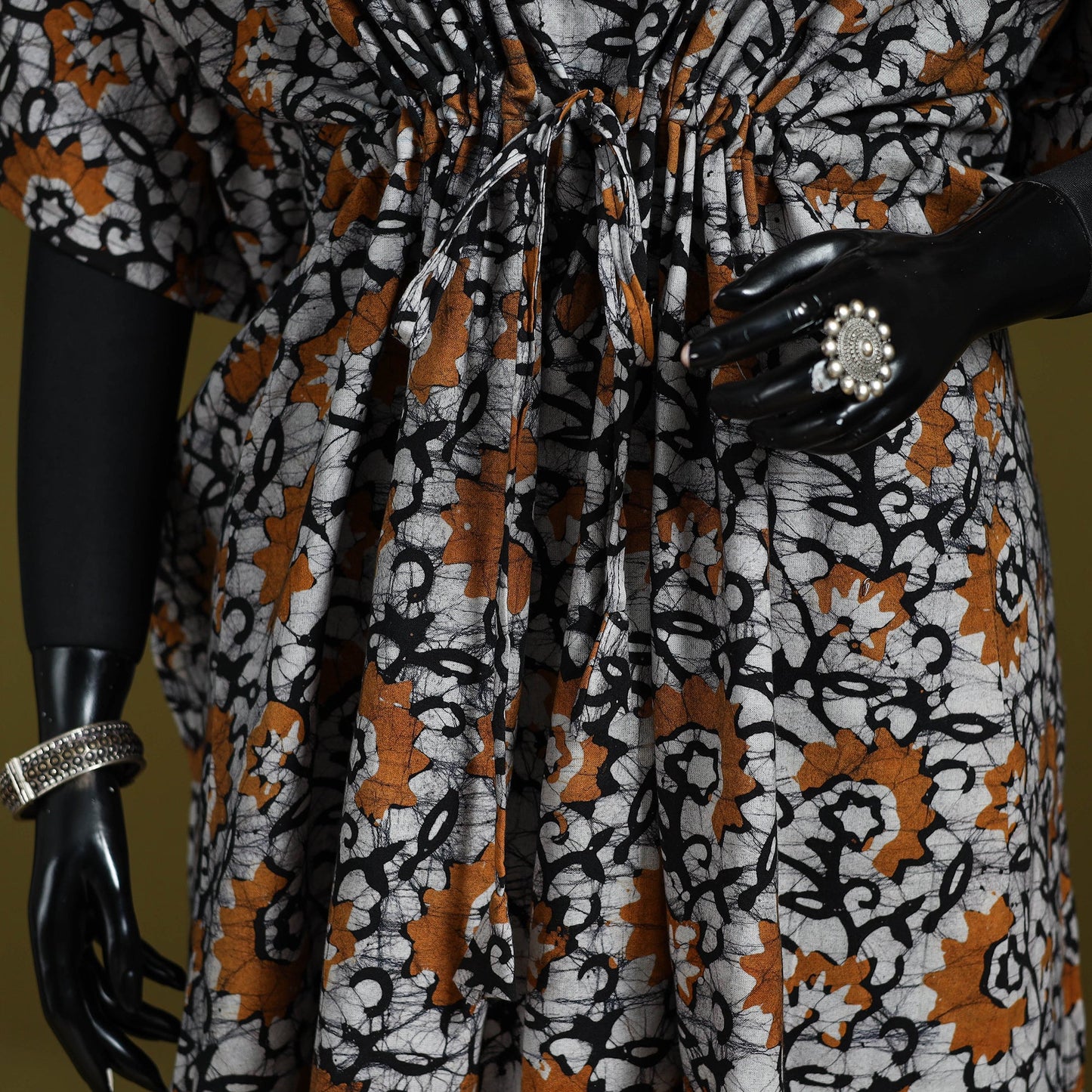 Hand batik cotton long kaftan 21 - handcrafted