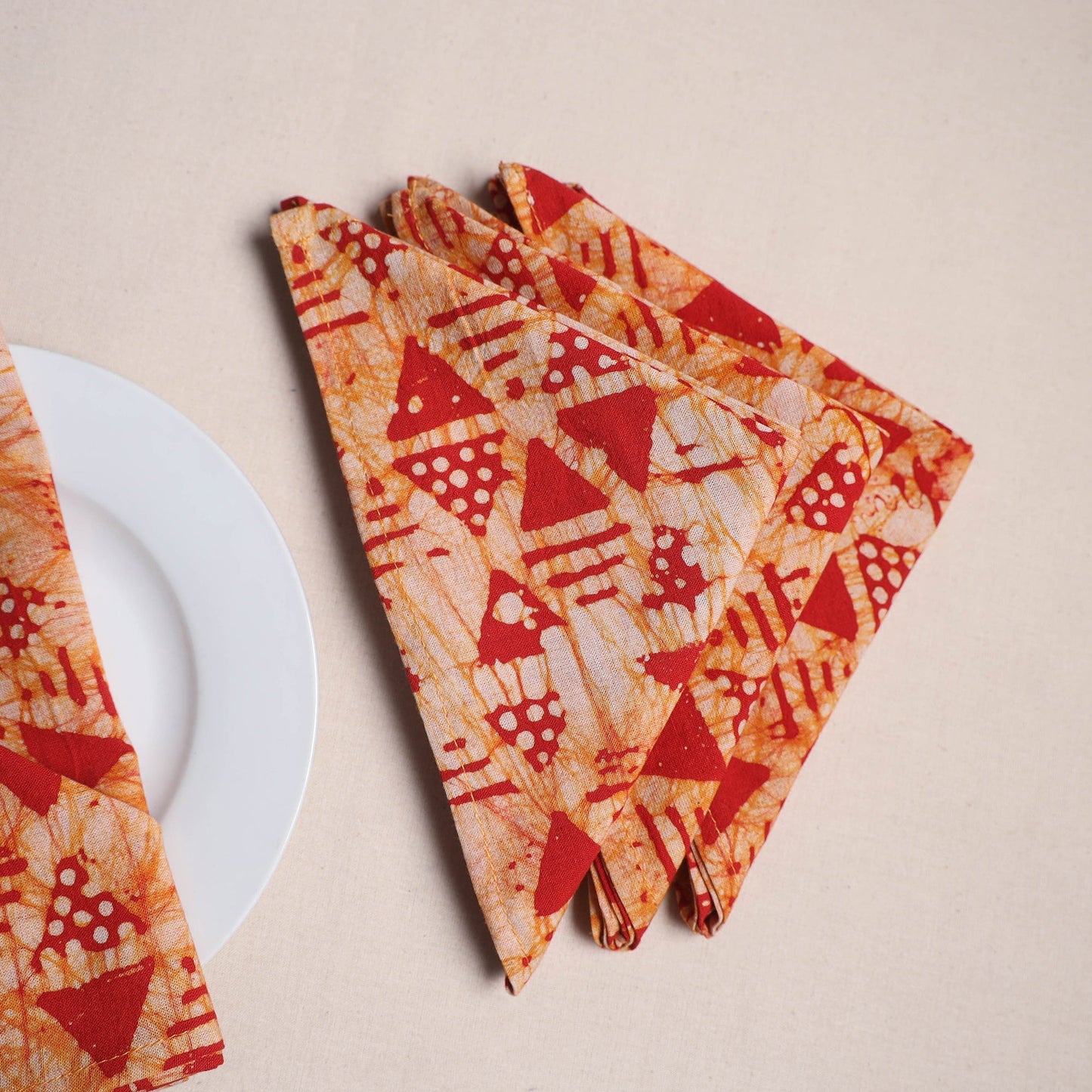 Hand block batik print table napkins (set of 4) 12