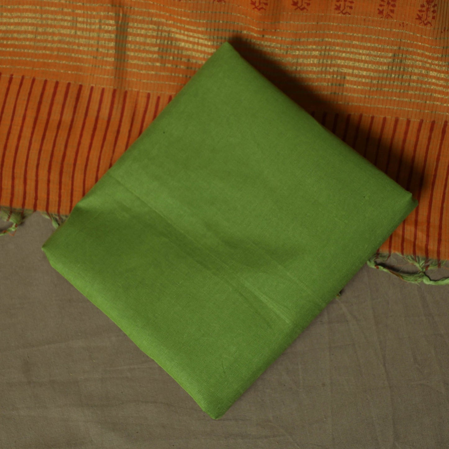 Hand block print mangalagiri cotton 3pc unstitched dress