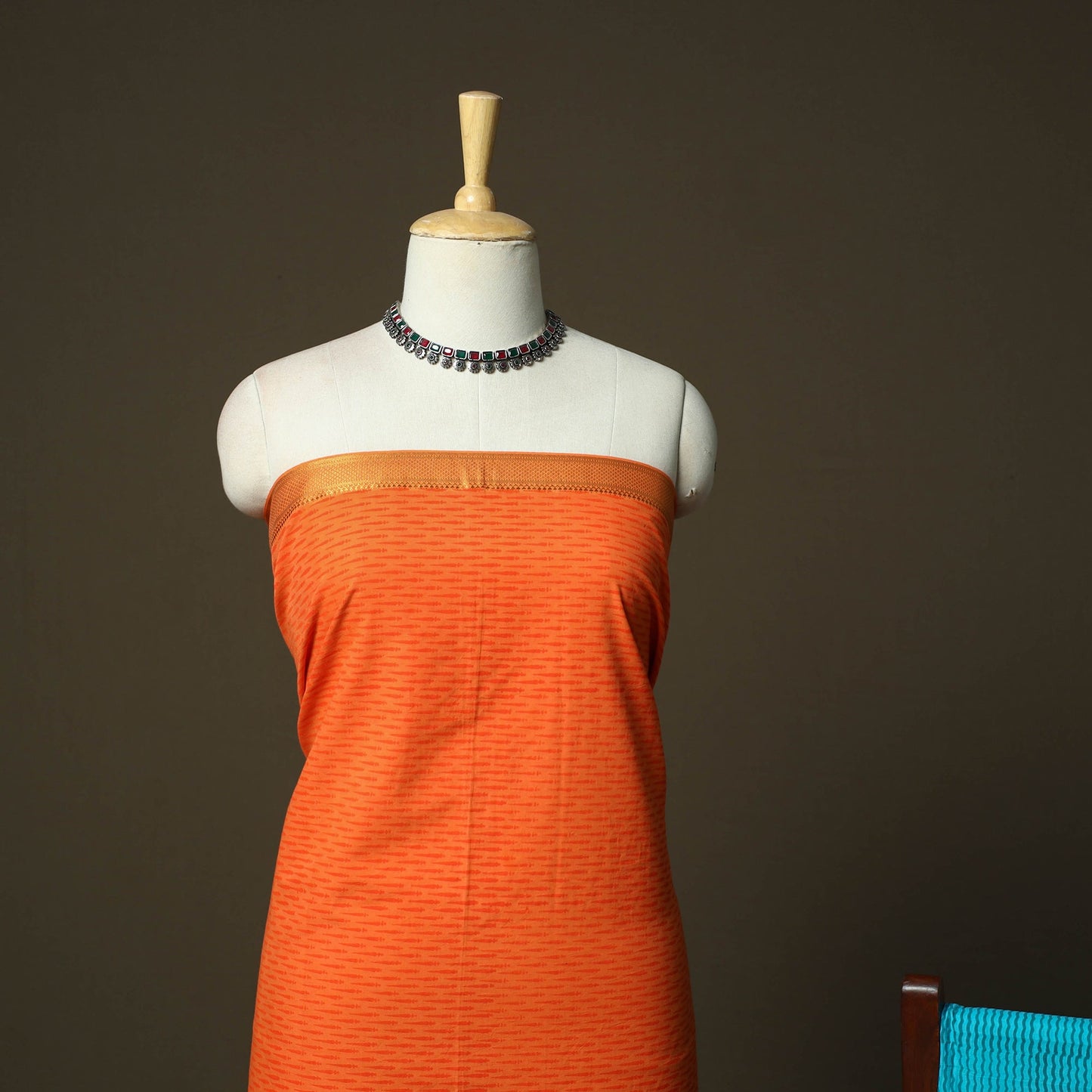 Hand block print mangalagiri cotton 3pc unstitched dress