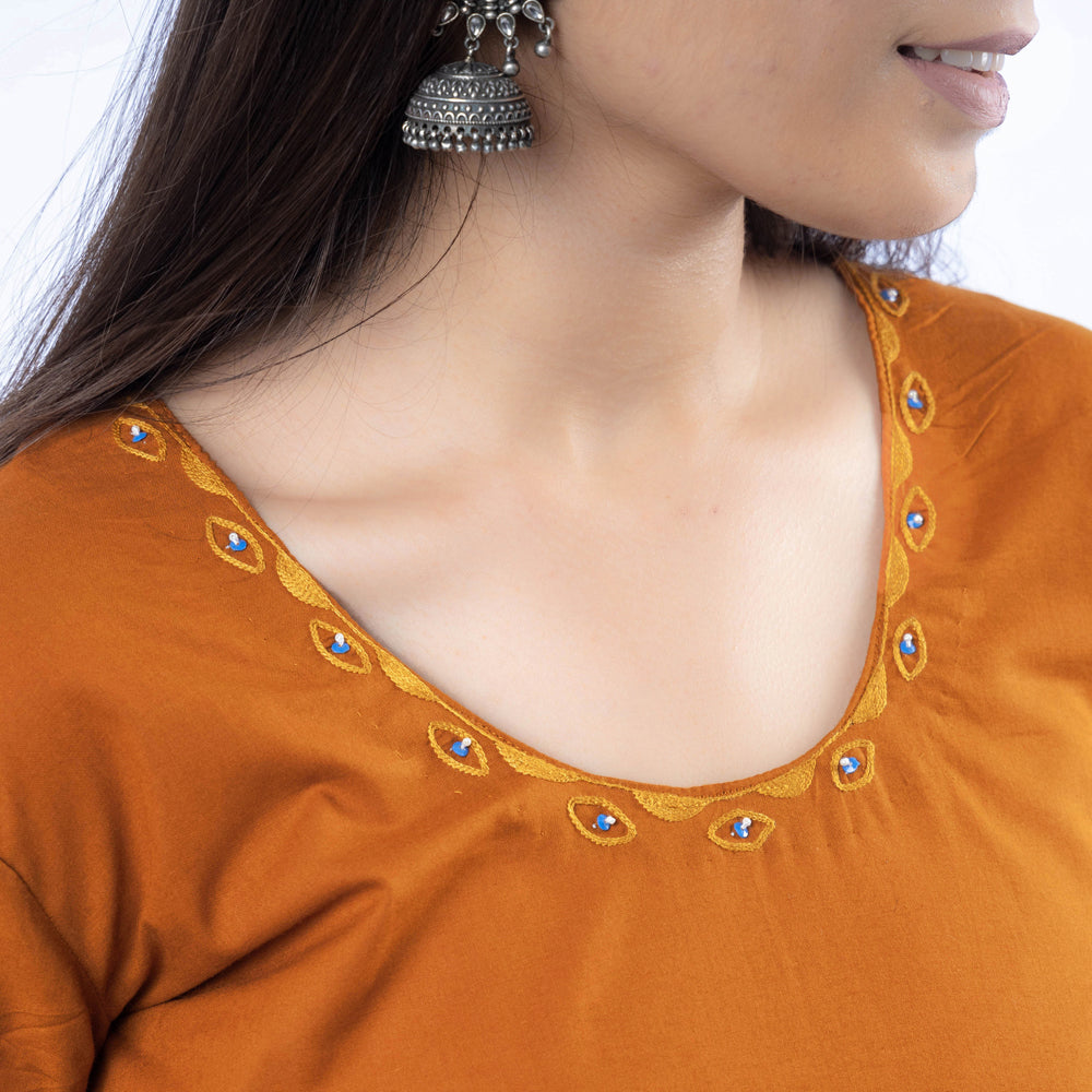 Buy iTokri Casuals - Hand Embroidered Cotton Long Kurta Online at iTokri.com