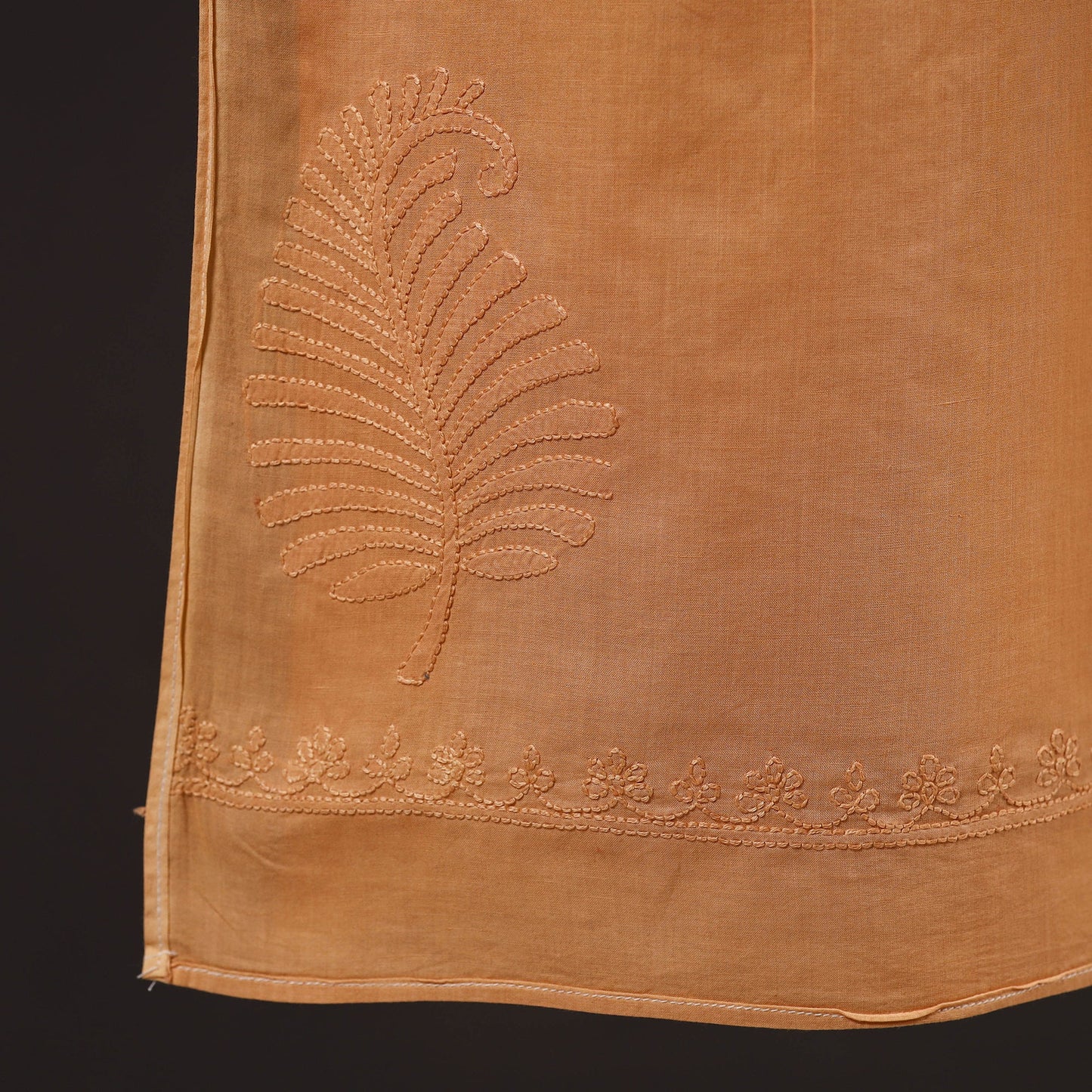Orange - hand embroidered lucknow chikankari cotton stole