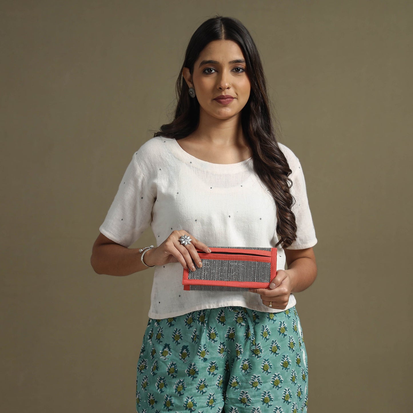 Orange Handcrafted Audio Tape Clutch Wallet