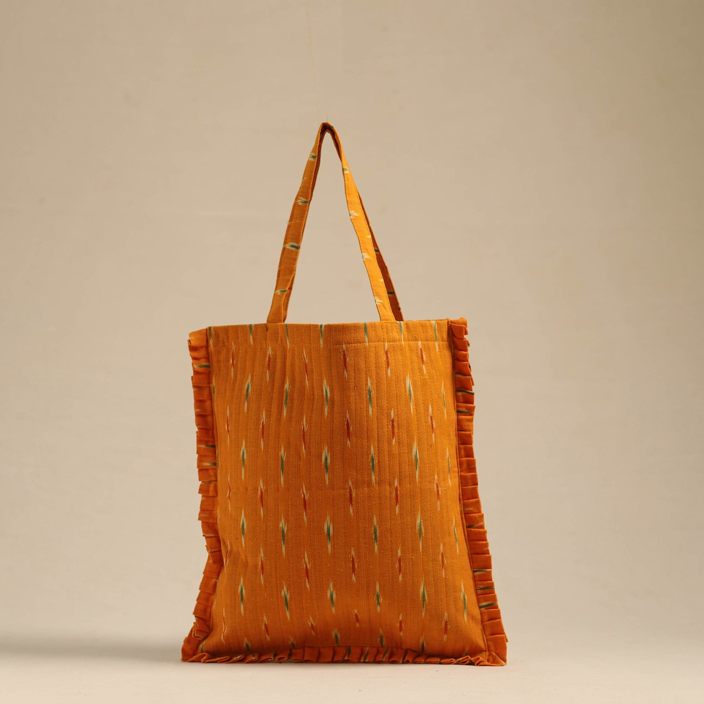 Orange Handcrafted Cotton Frill Jhola Bag Online in India