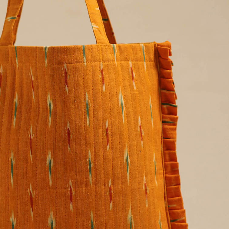 Orange Handcrafted Cotton Frill Jhola Bag Online in India