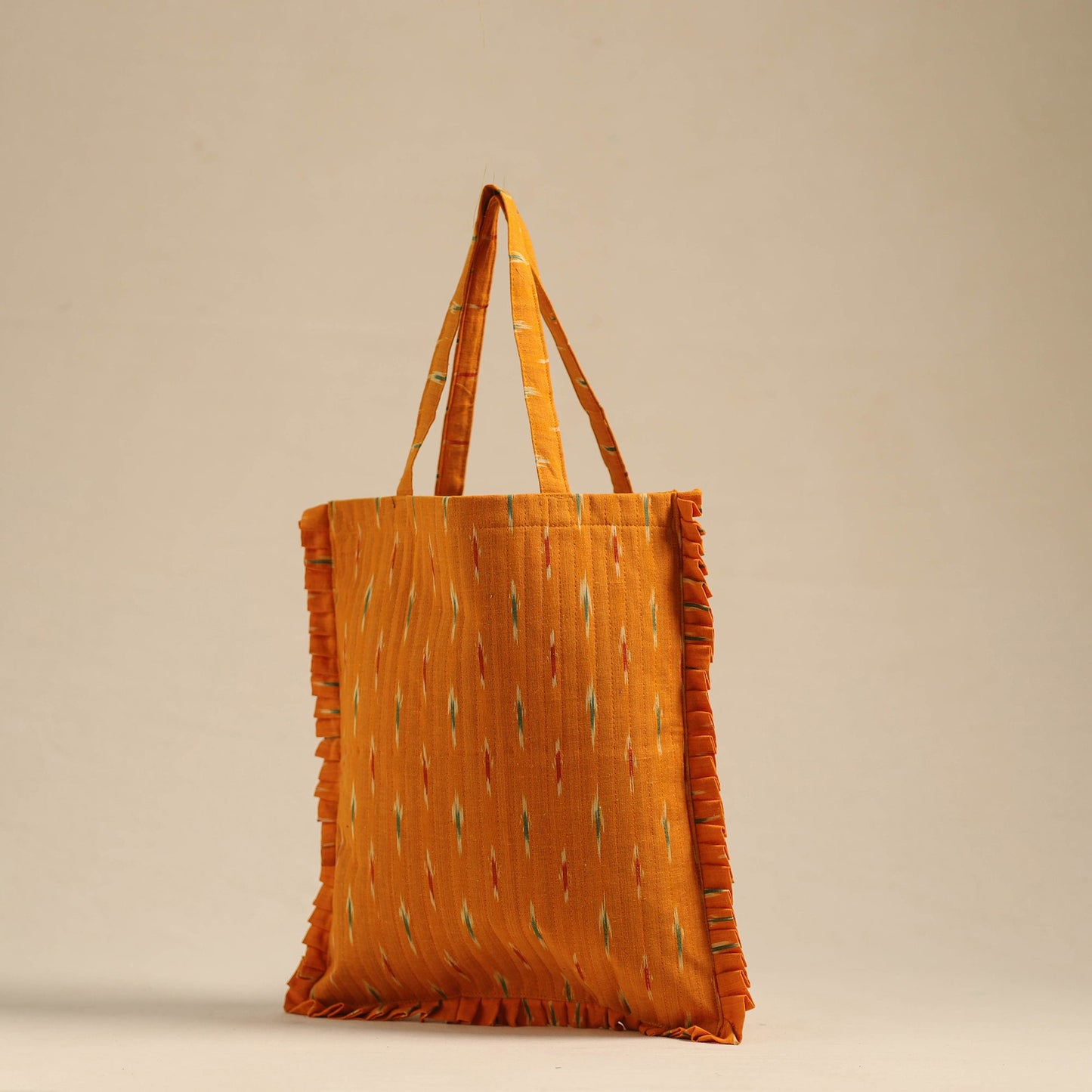 Orange Handcrafted Cotton Frill Jhola Bag Online in India