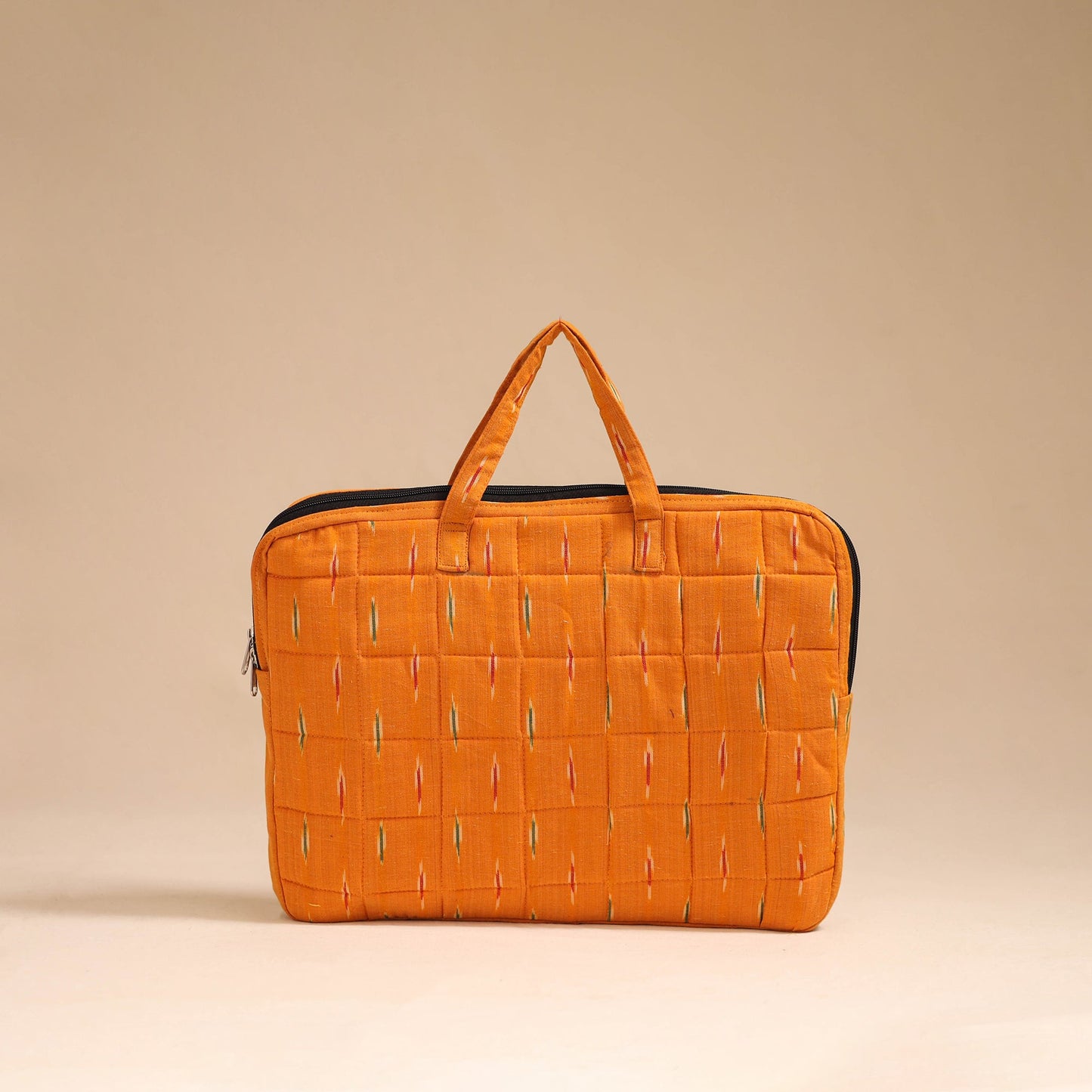 Orange - handcrafted cotton quilted laptop bag 07