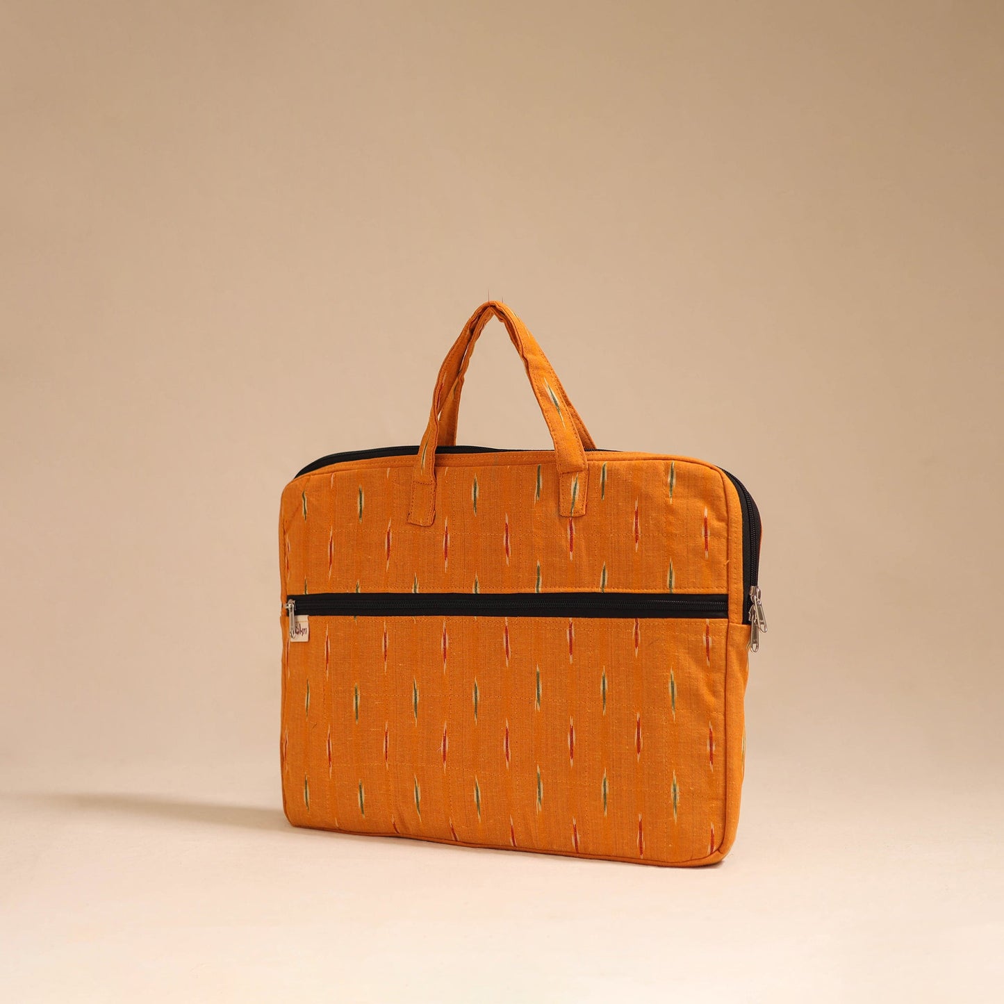 Orange - handcrafted cotton quilted laptop bag 07