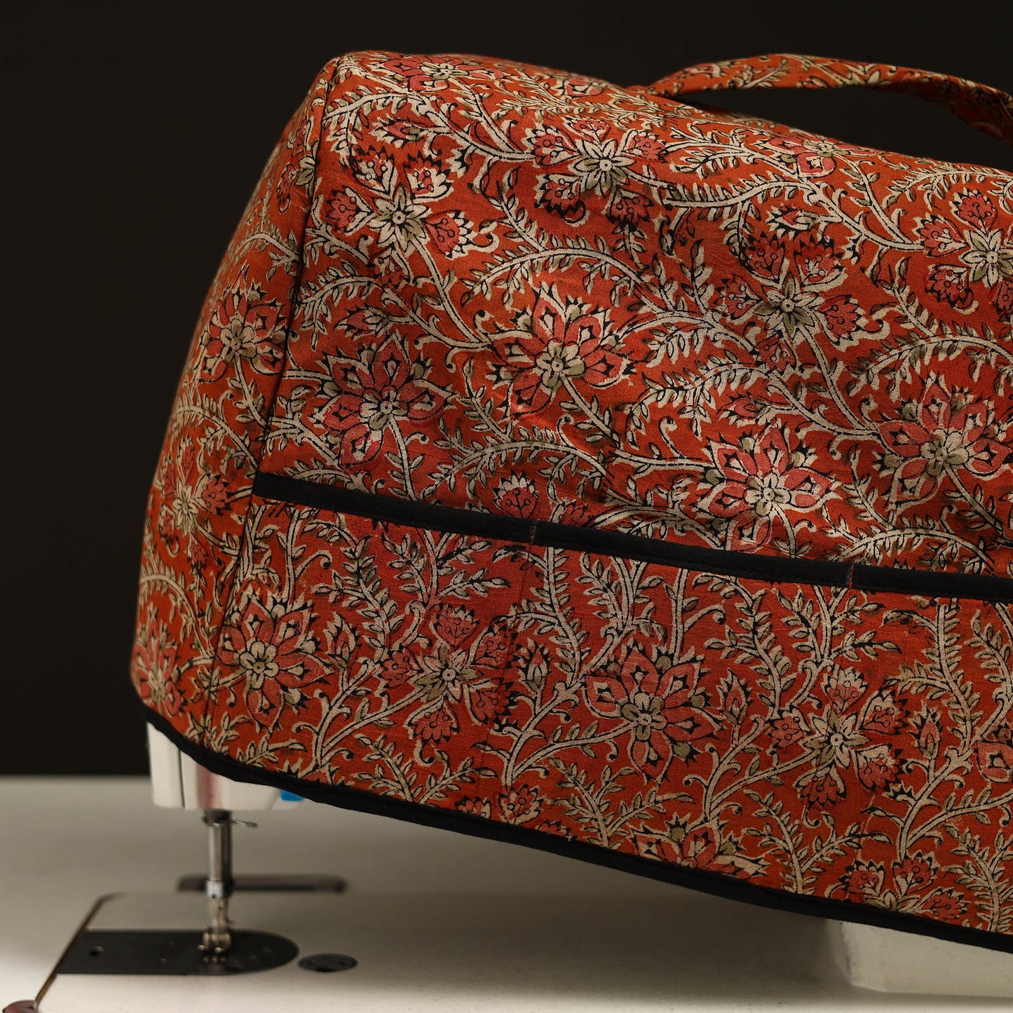 Orange Handcrafted Cotton Sewing Machine Cover