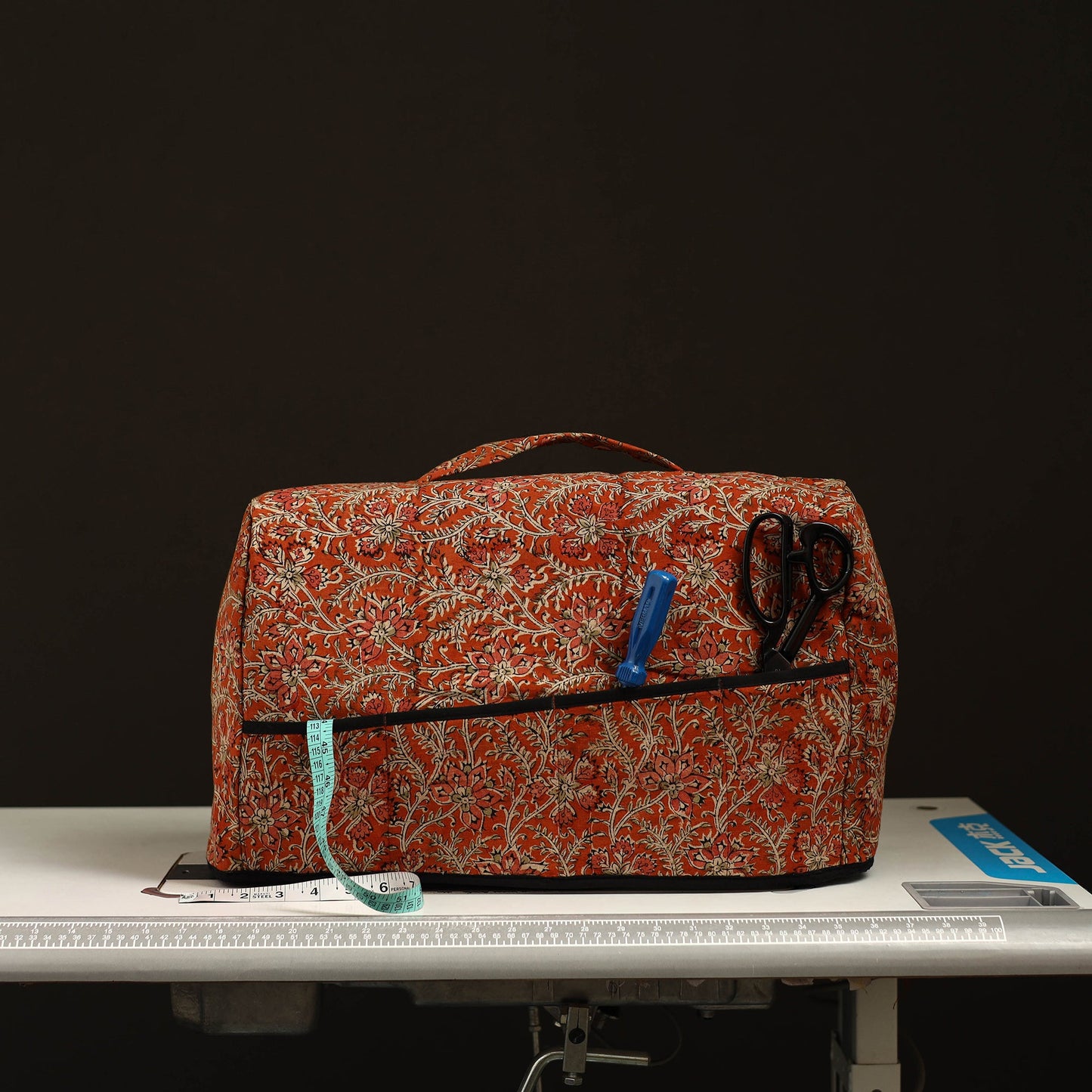 Orange Handcrafted Cotton Sewing Machine Cover