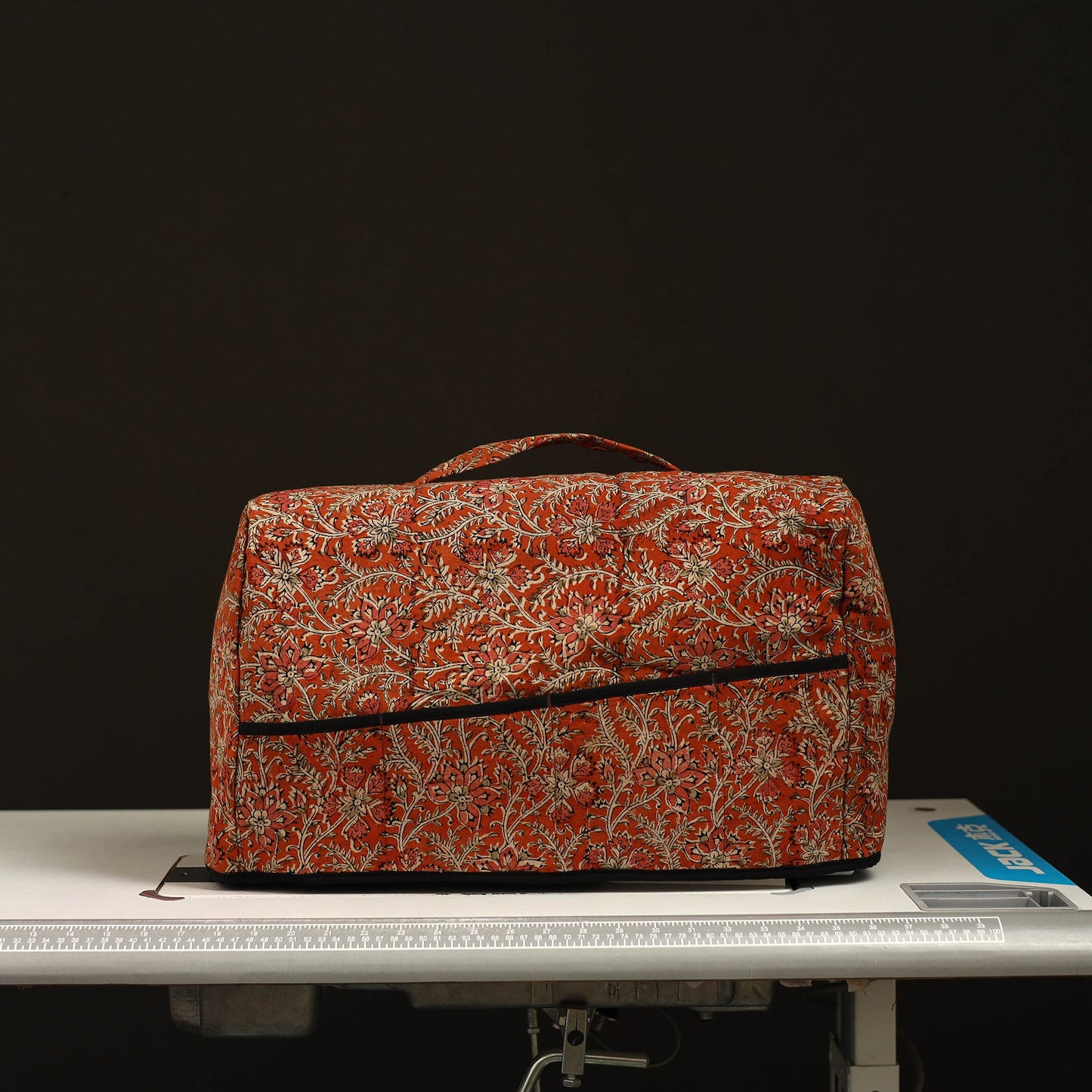 Orange Handcrafted Cotton Sewing Machine Cover