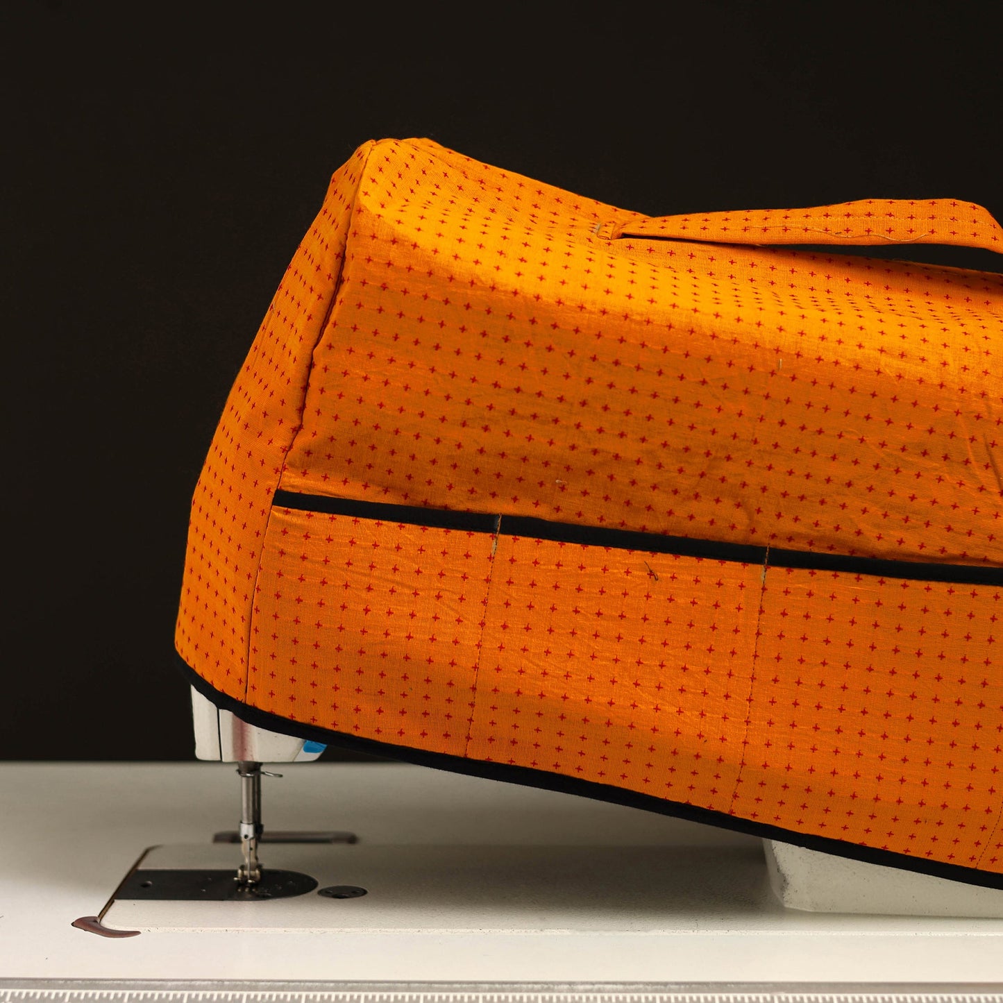 Orange Handcrafted Cotton Sewing Machine Cover