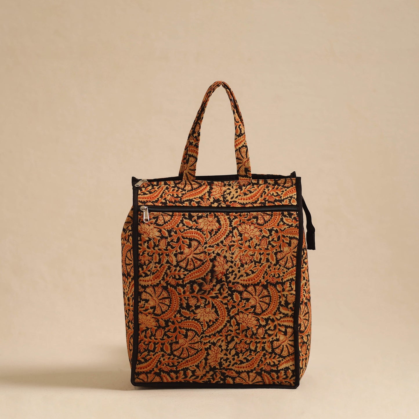 Orange Handcrafted Cotton Shopping Hand Bag